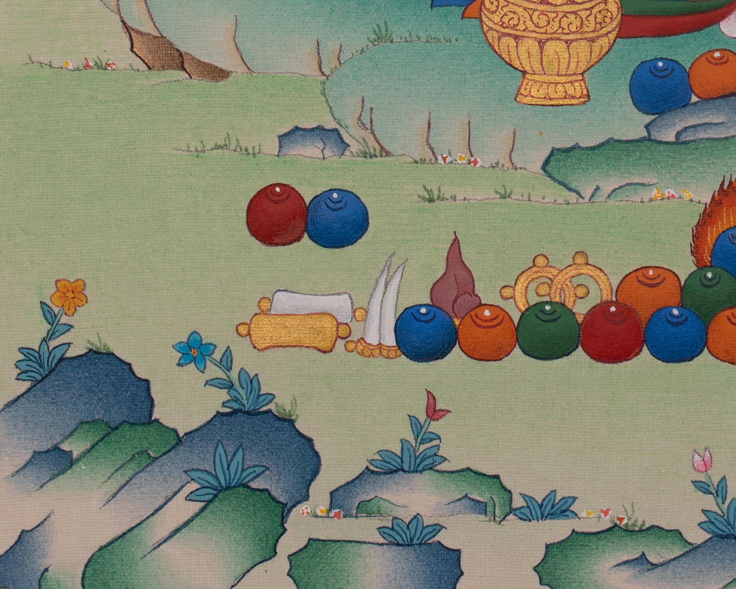 Dzambhala Himalayan Art | Wealth Deity Thangka | Hand-Painted Artwork