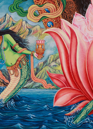 Sacred Standing 2-Armed Chenrezig Thangka | Buddhist Compassion Deity