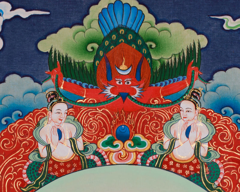 Lapis Lazuli Bhaisajyaguru Thangka | Medicine Buddha and Compassionate Guardians