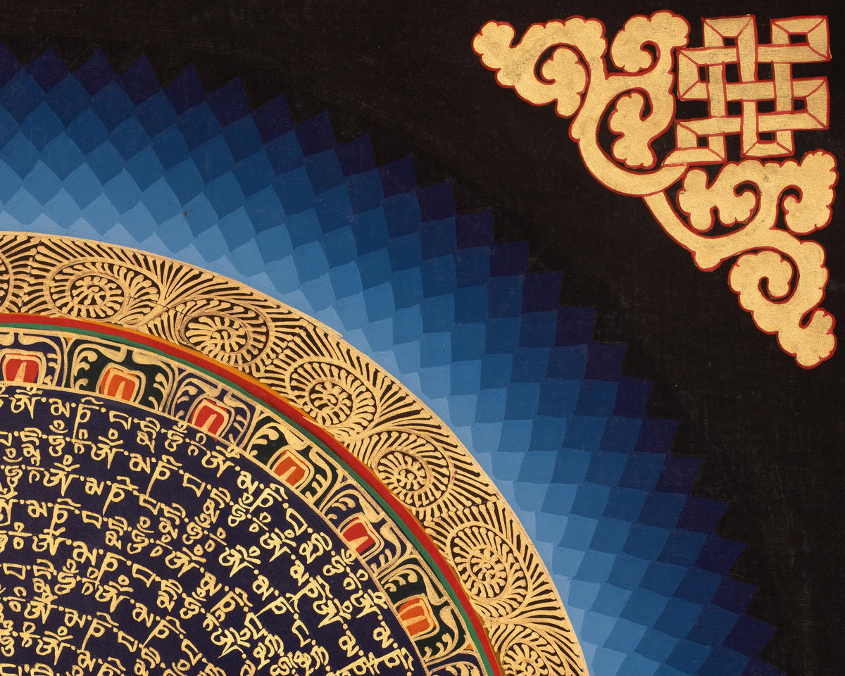 Mantra Mandala Wisdom Artwork | Buddhist Cosmic Diagram Thangka | Meditation Altar