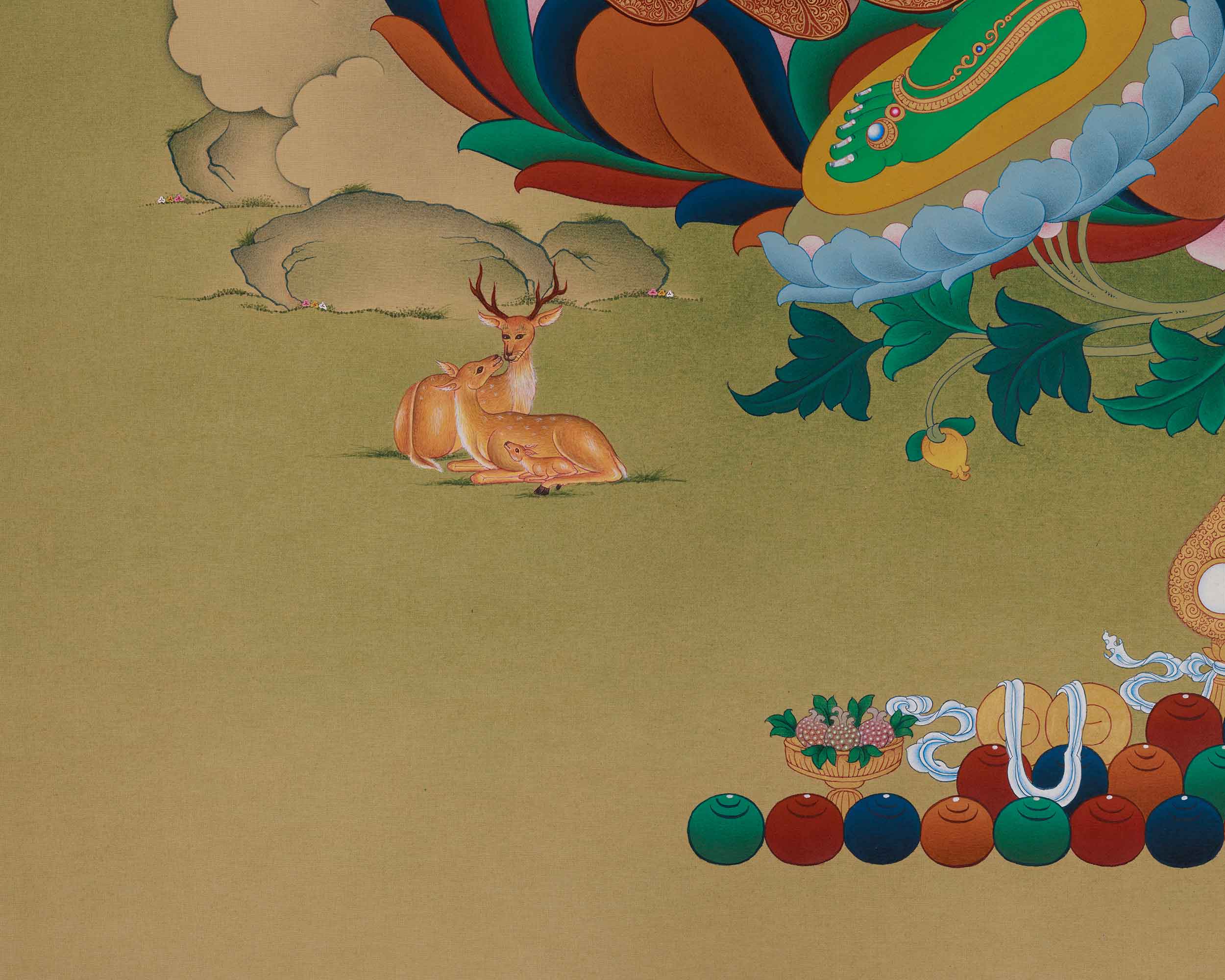 Savior Goddess Green Tara Thangka | Divine Artwork of the Compassionate Protector