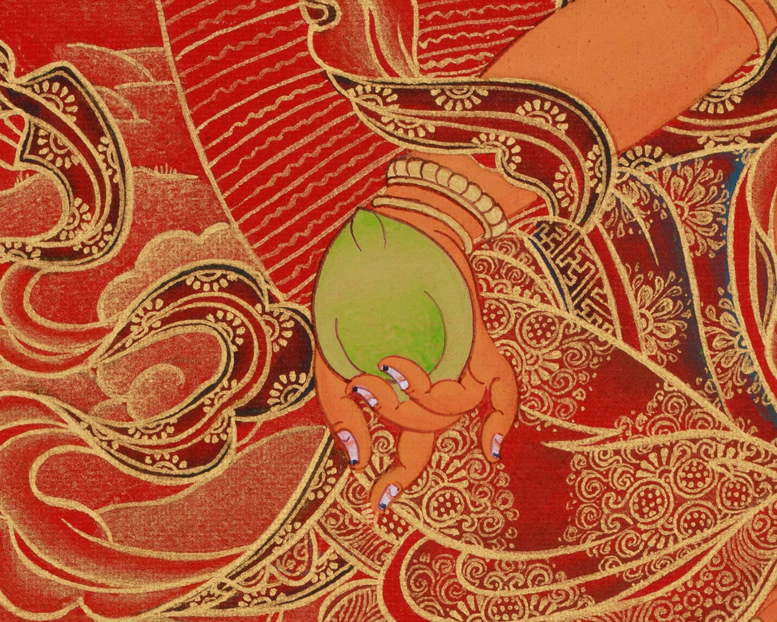 God of Abundance, Dzambhala Thangka, Tibetan Buddhist Wealth Deity, Wall Art