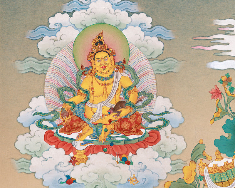 Tibetan Five Dzambhalas Thangka | Wealth Deities for Abundance & Success