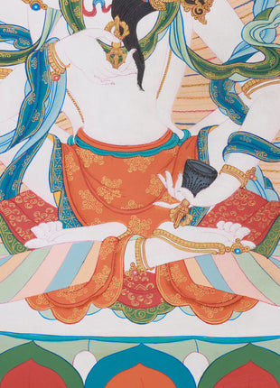 Vajrasattva with Consort Thangka | Sacred Symbol of Unity and Enlightenment
