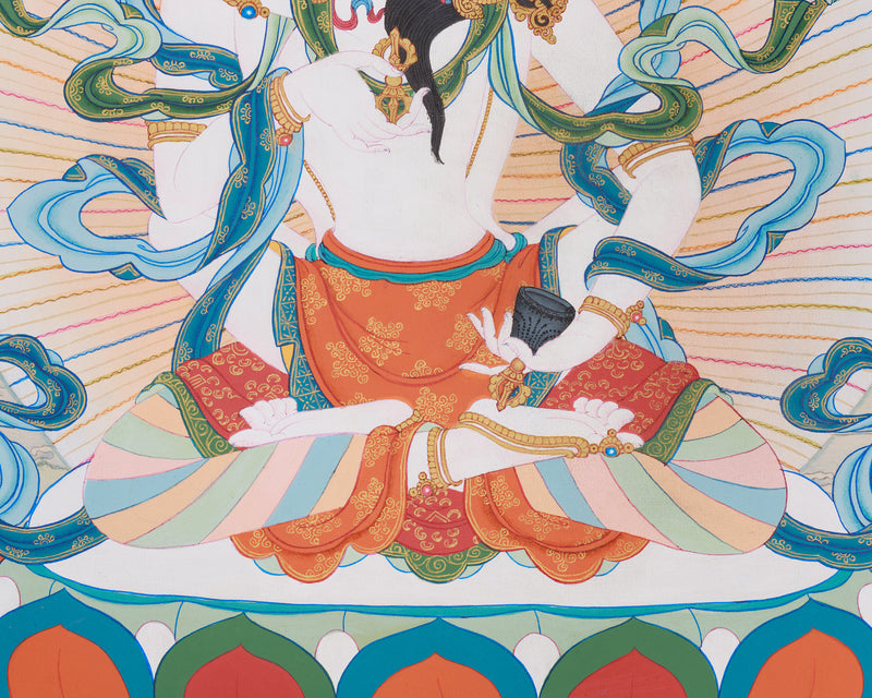 Vajrasattva with Consort Thangka | Sacred Symbol of Unity and Enlightenment