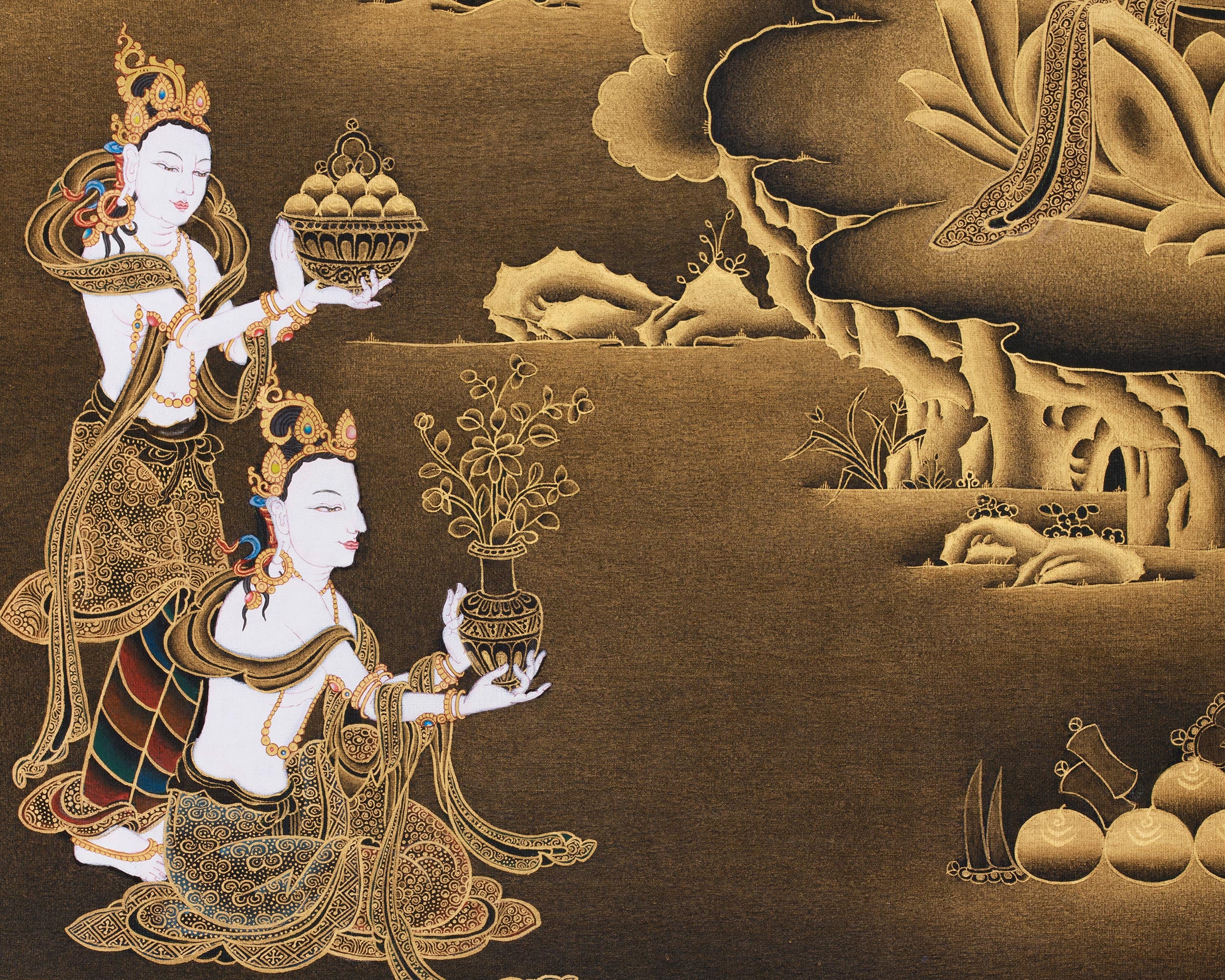 Premium White Tara Bodhisattva Painting | Divine Mother of Healing and Longevity