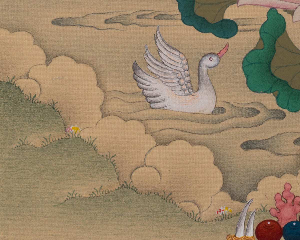 Saraswati Wisdom Deity Thangka | Sacred Tibetan Goddess of Knowledge Artwork