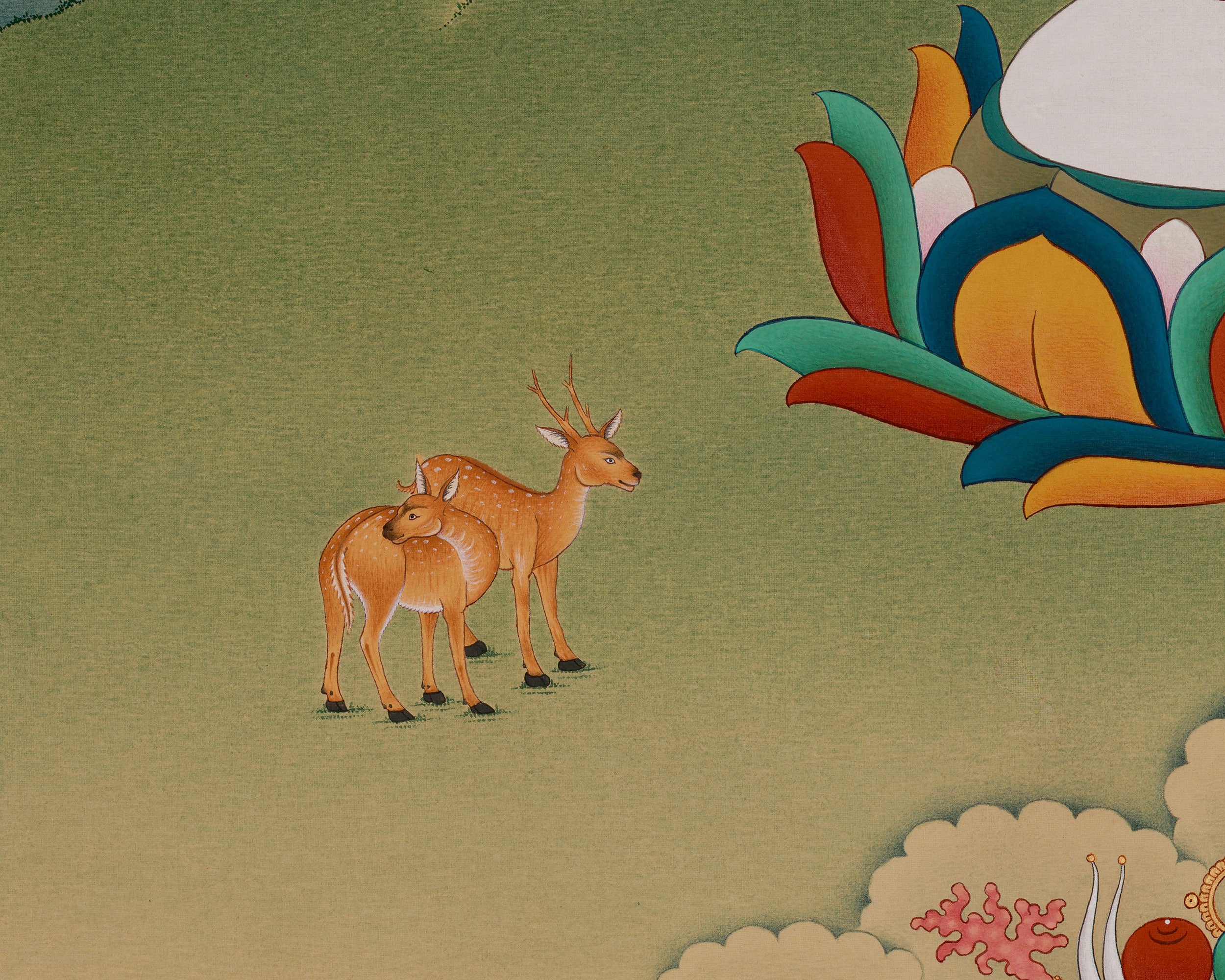 Standing Chenrezig Bodhisattva | Large Tibetan Avalokiteshvara Thangka