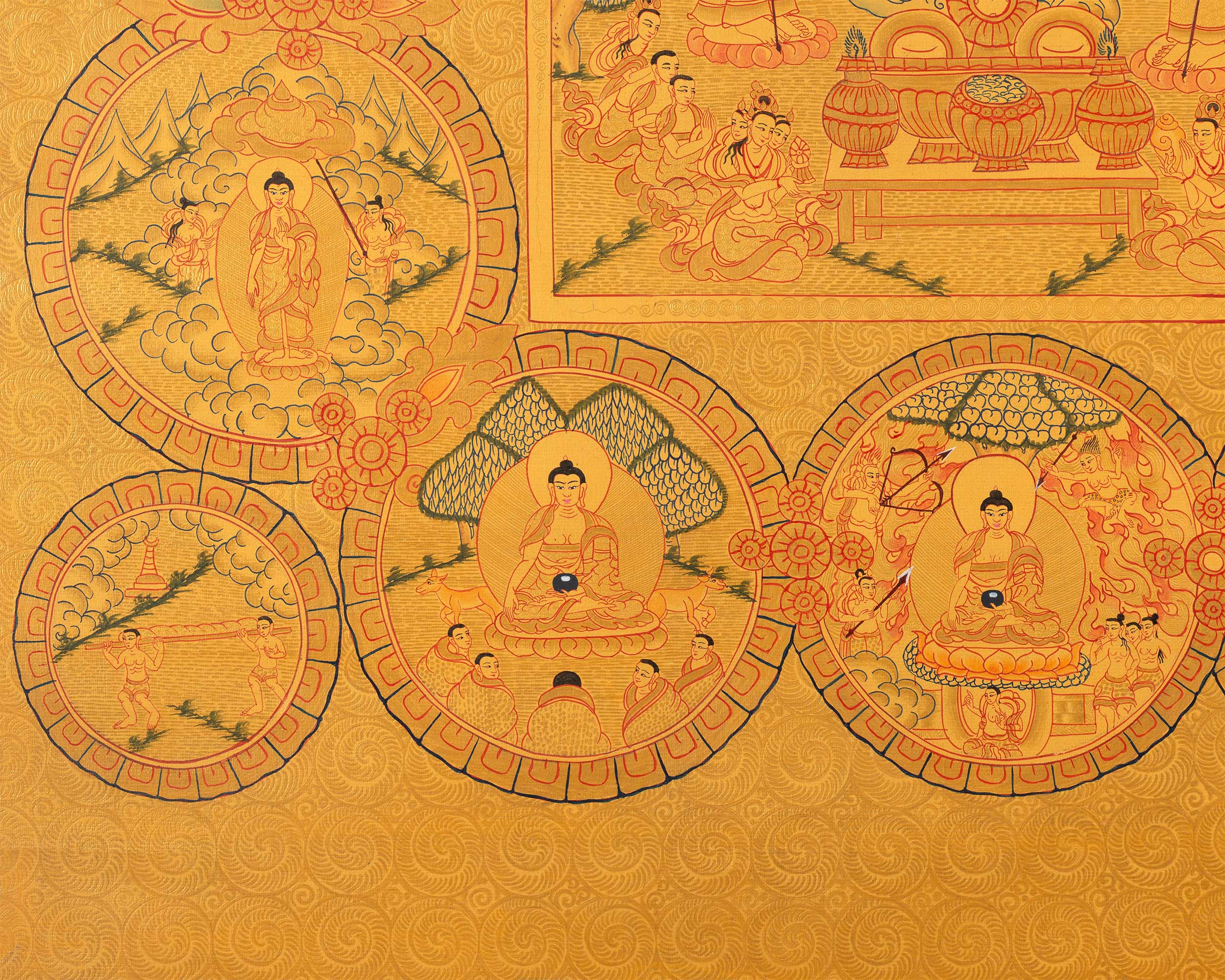 Original Hand-Painted Buddha Life Story | Spiritual Journey Artwork