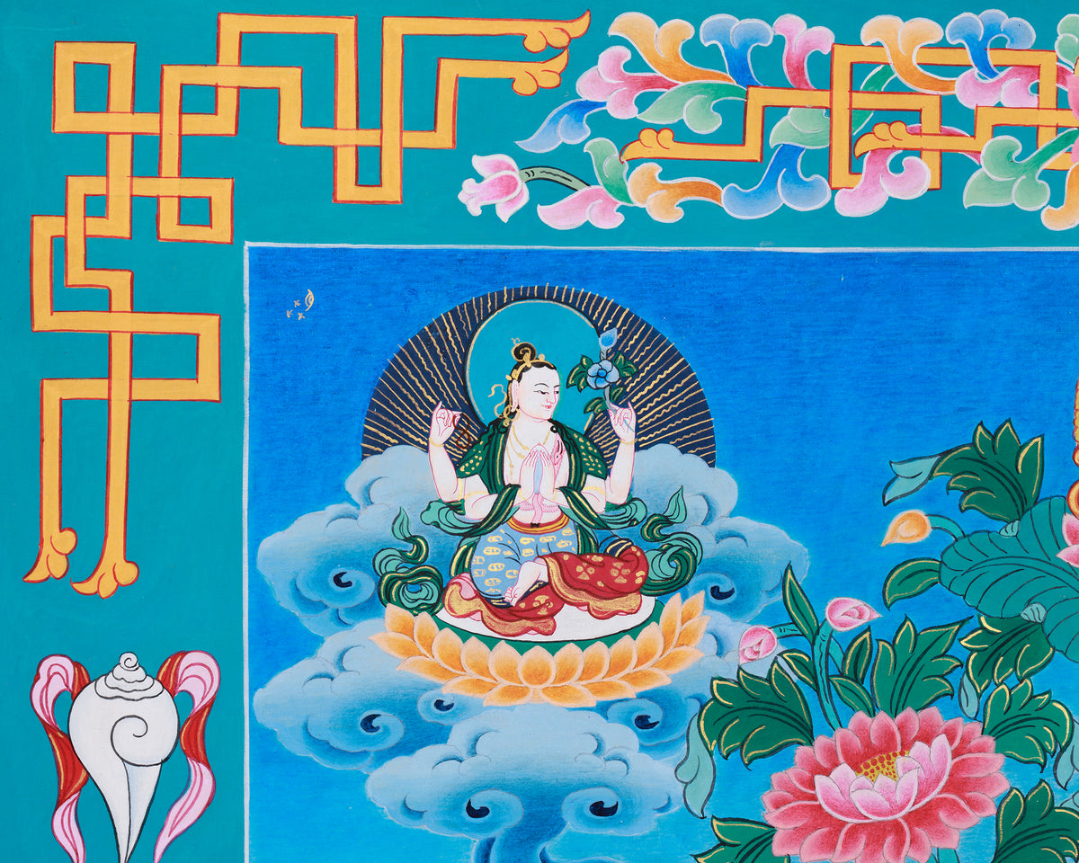 Goddess White Tara Thangka Art | Tibetan Buddhist Healing Artwork | Sita Tara