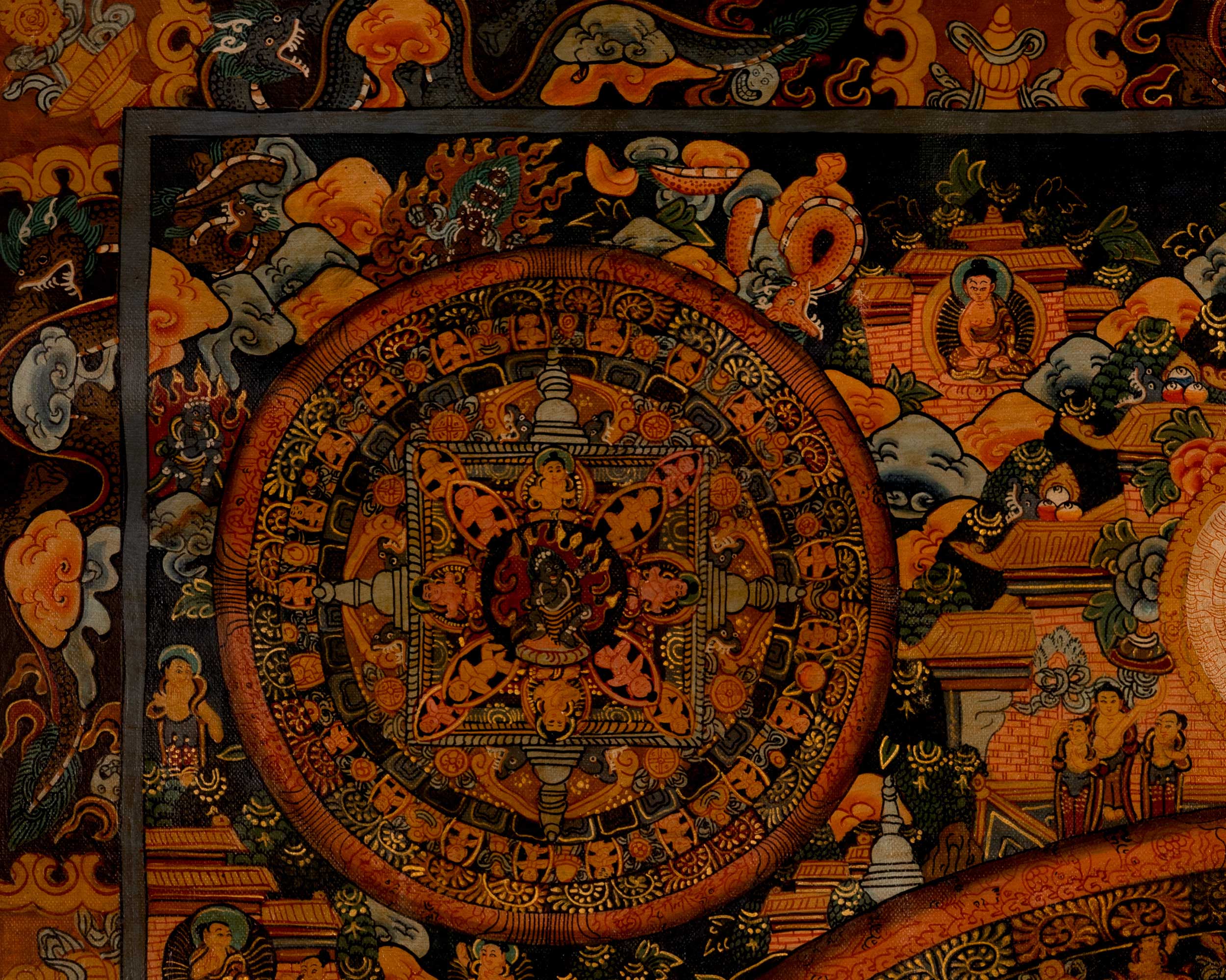 Tibetan Oil Varnished Heruka Mandala | Traditional Thangka