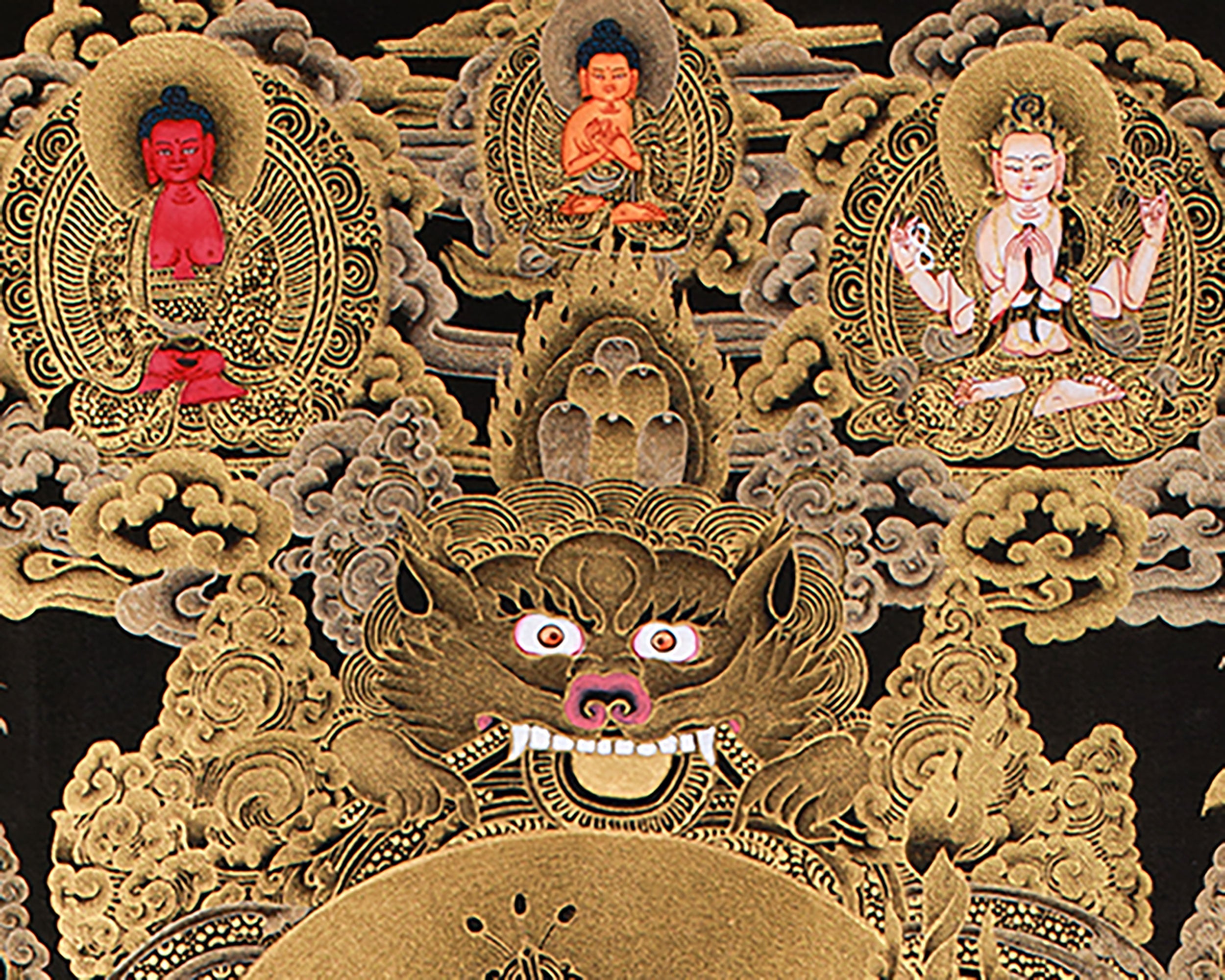 Eight Manifestations of Guru Rinpoche Thangka | Radiant Gold Thangka of the Supreme Tantric Master