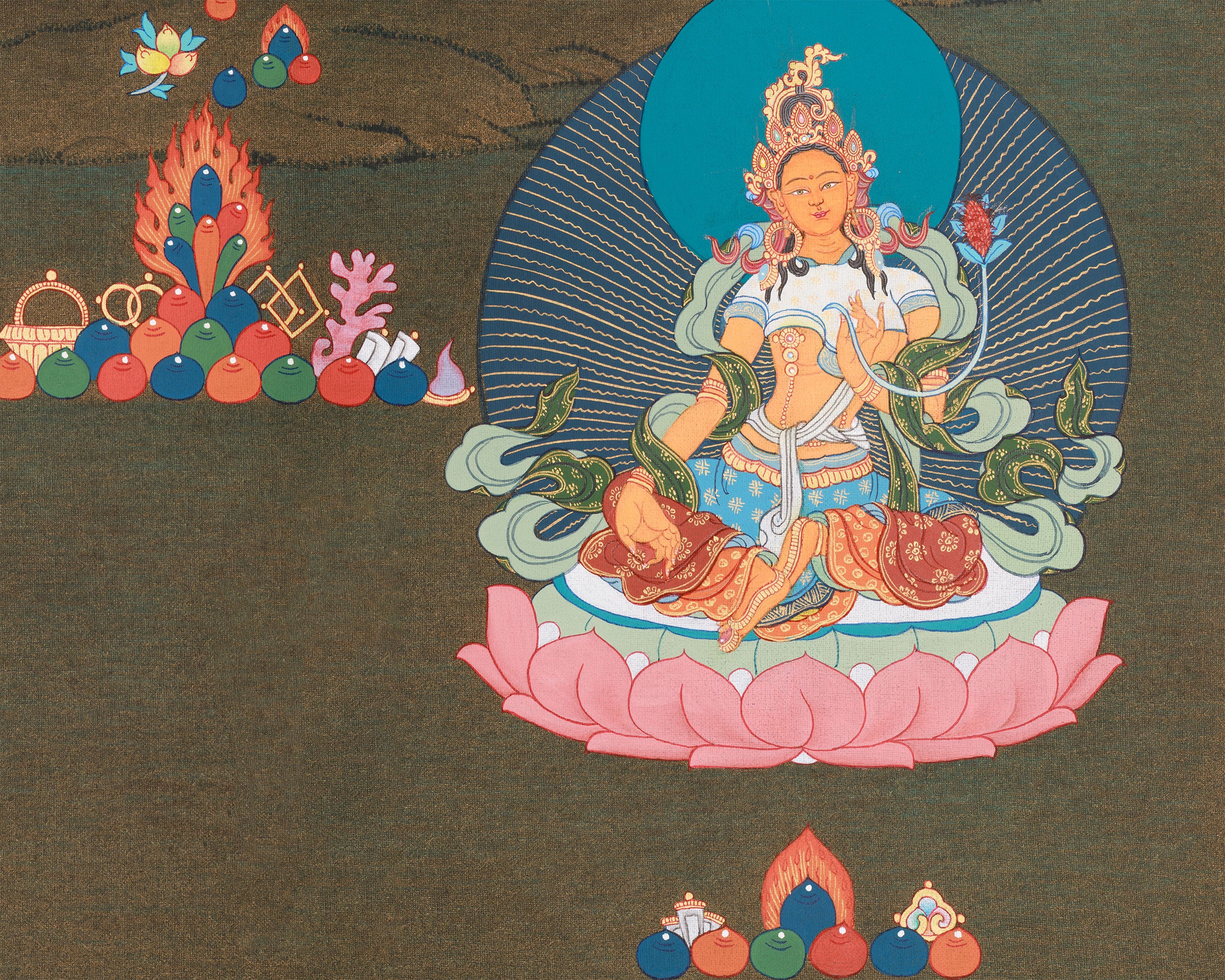 Tibetan Namtoshe Buddha Painting | Deity of Prosperity and Protection