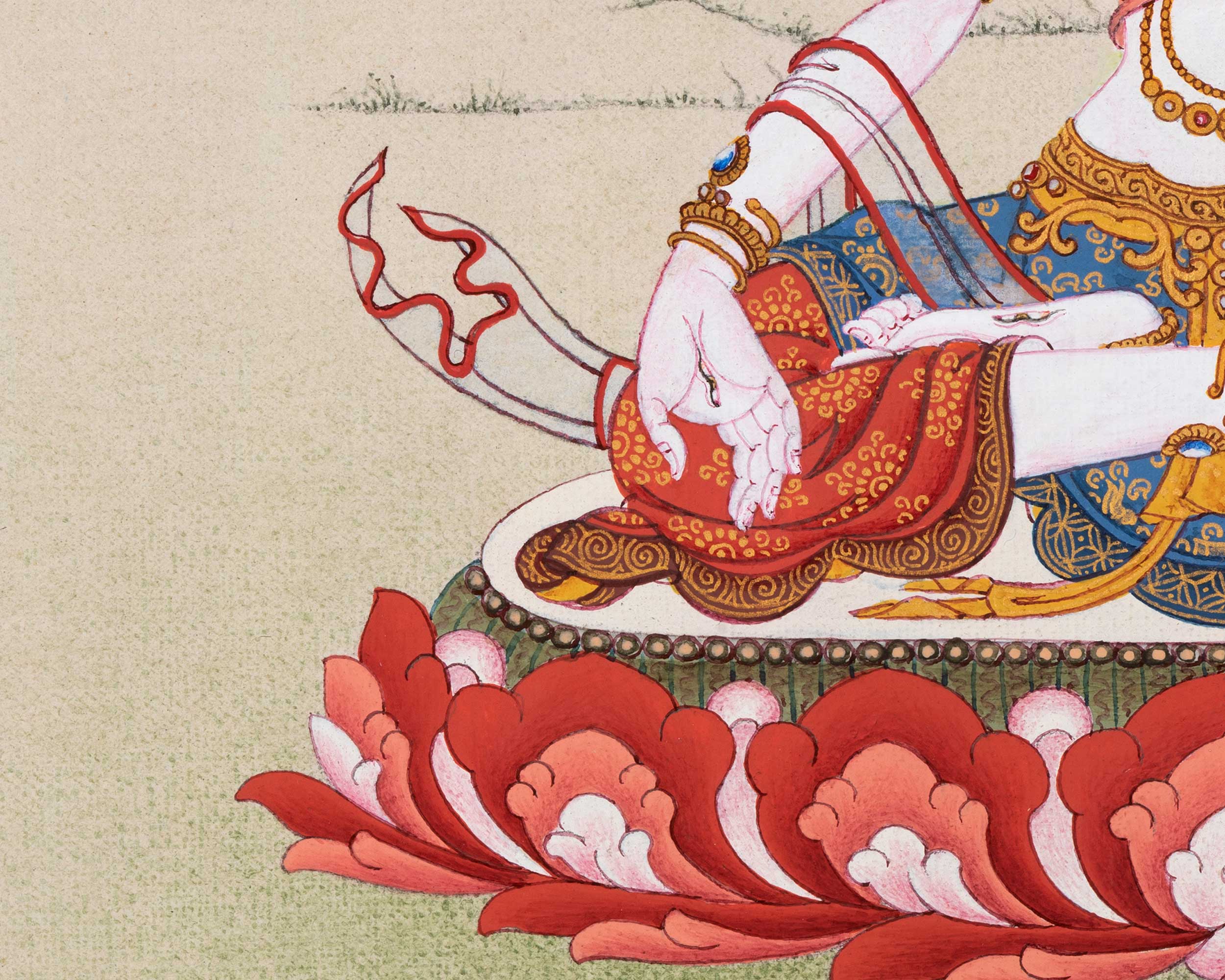 Small White Tara Thangka for Practice