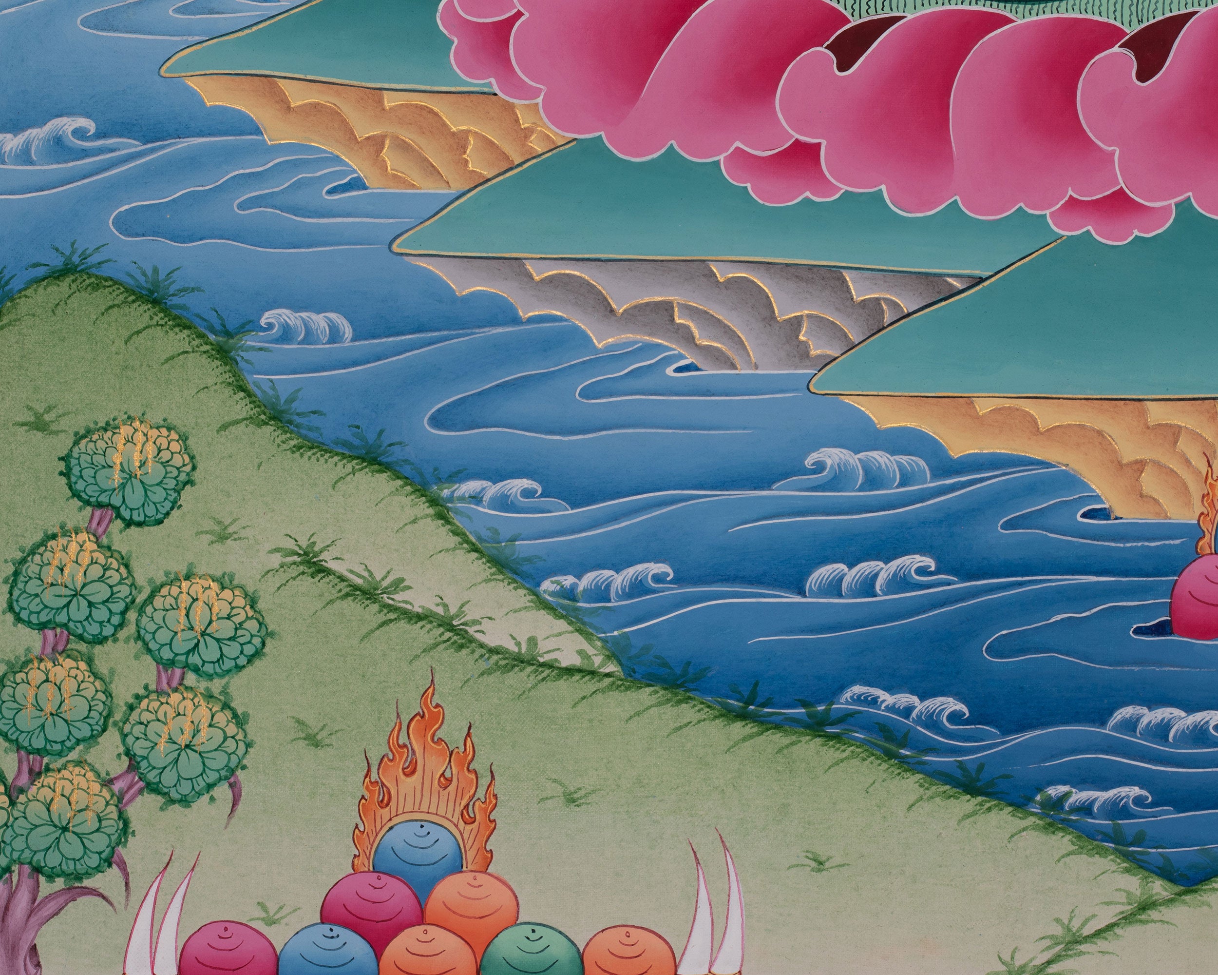 Traditional Thangka of White Dzambhala | Sacred Tibetan Wealth Deity Art