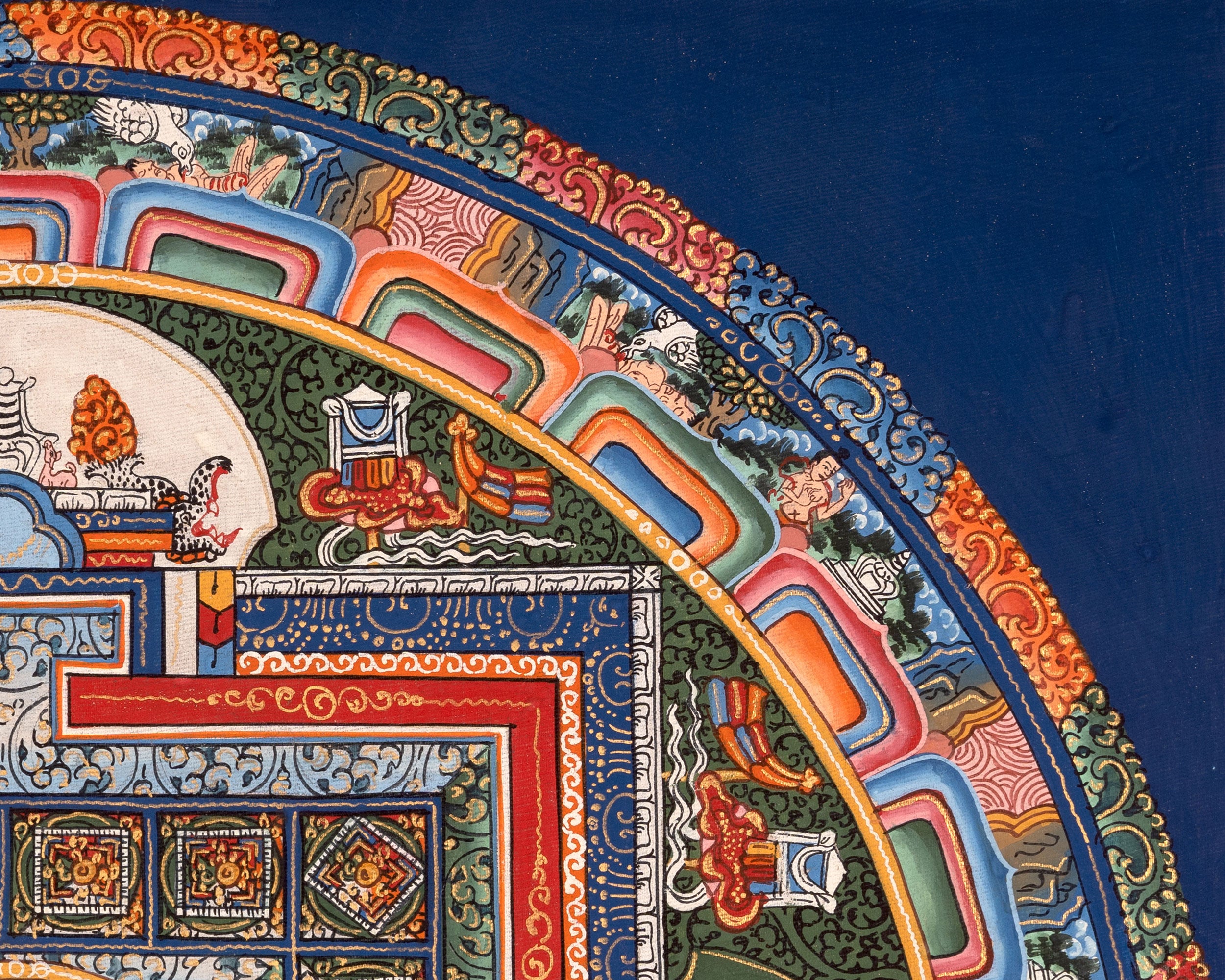 Sacred Vintage Vajrayana Mandala | Powerful Symbols For Buddhist Practice