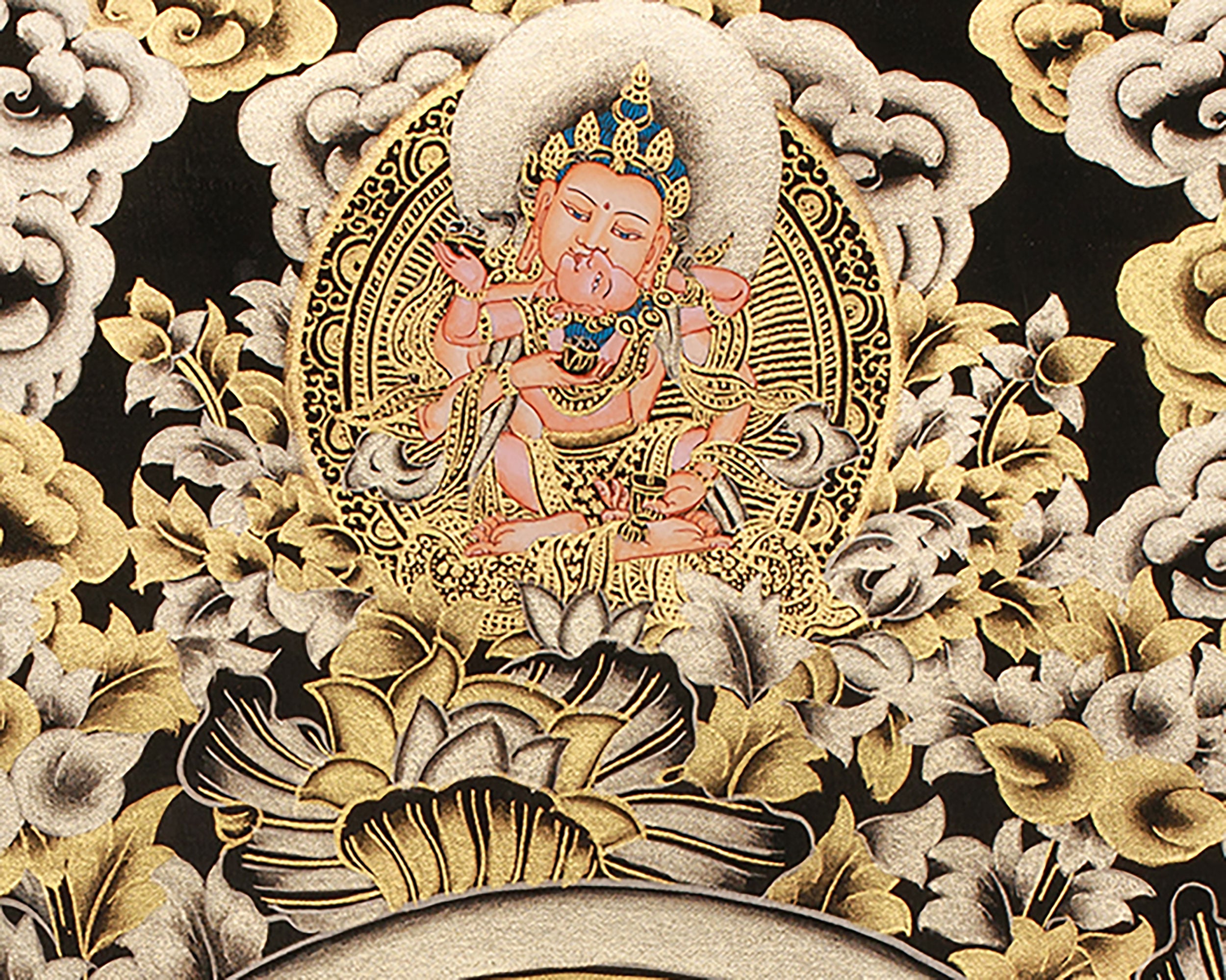 Regal 24K Gold Thangka of White Tara | Ethereal Presence of Goddess Dolma