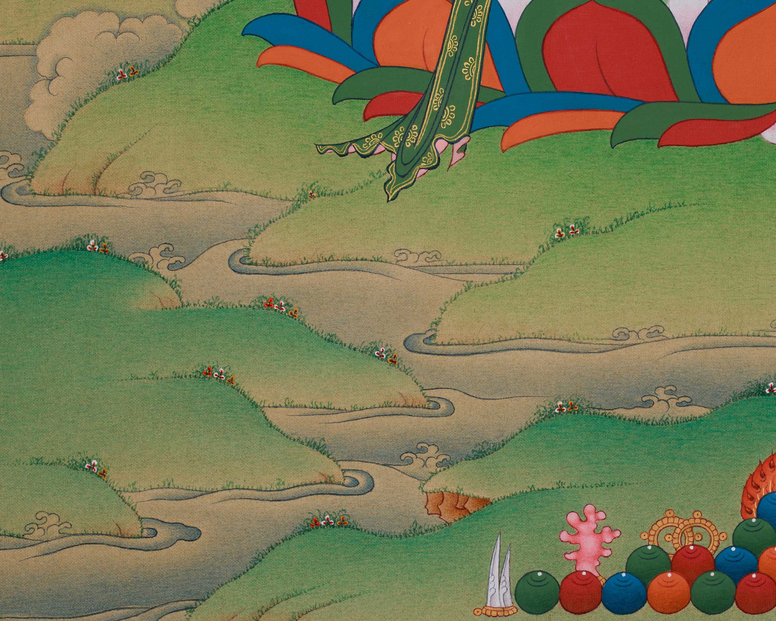 Himalayan Manjushri Thangka | Divine Wisdom Bodhisattva Art