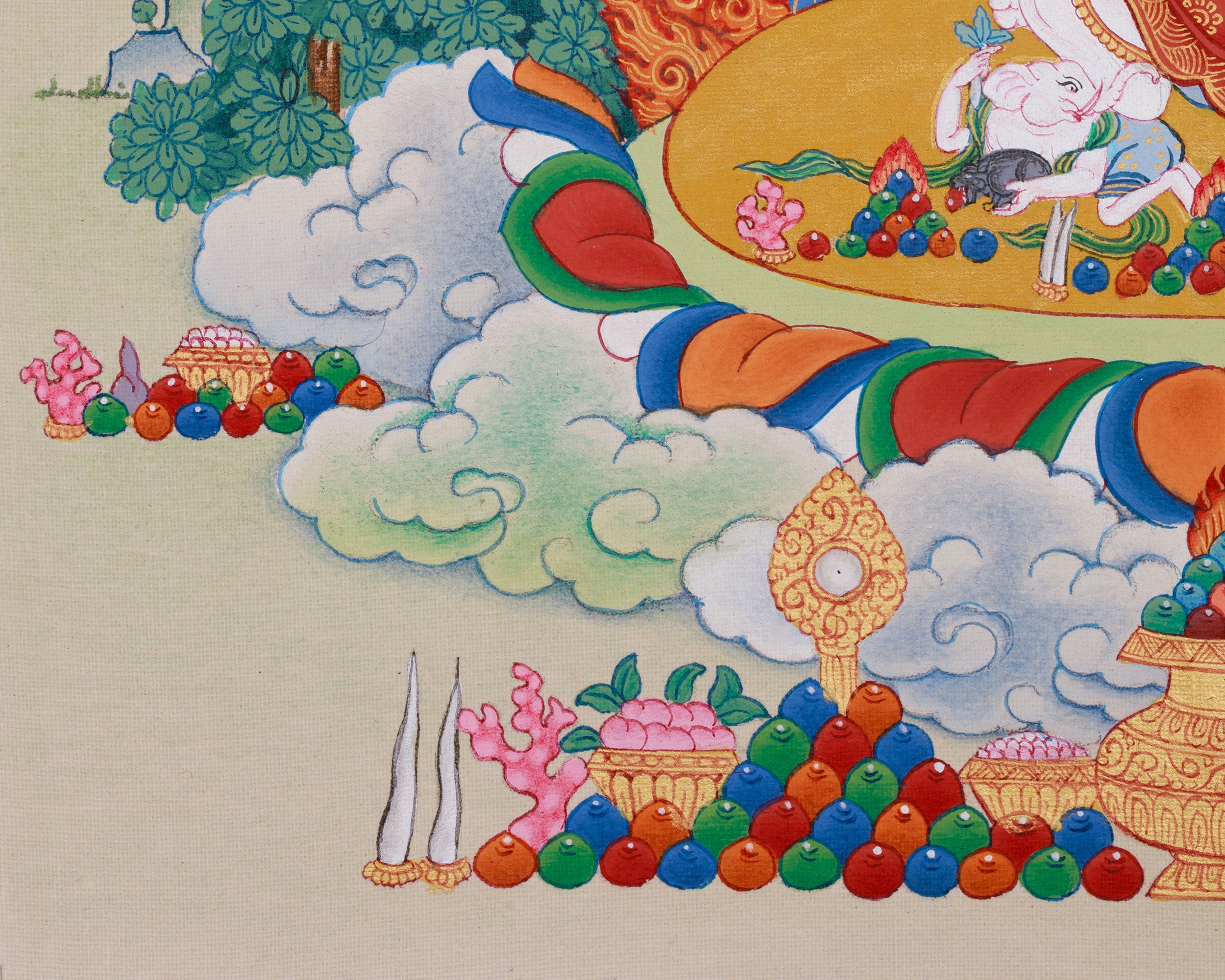 Prosperity Deity White Mahakala Thangka | The Benevolent Protector