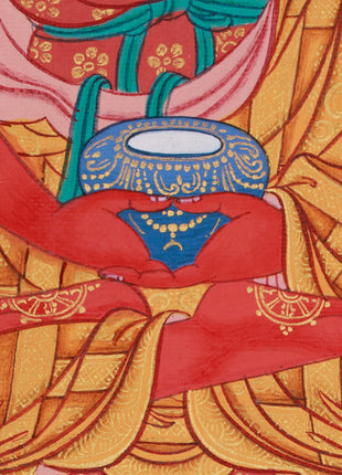 Radiant Infinite Light Buddha | Compact Red Buddha Amitabha Thangka