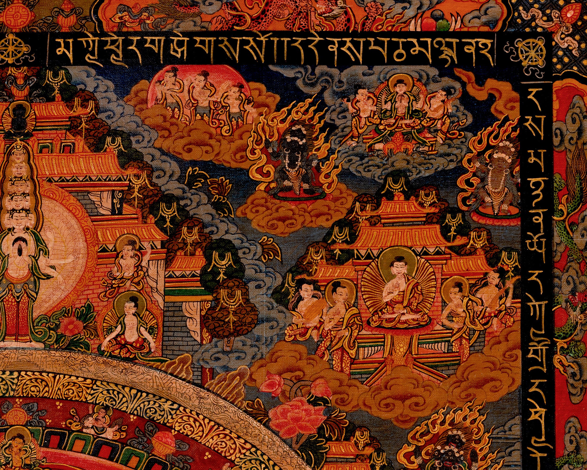 Oil Varnished Bhaisajyaguru Thangka | Traditional Medicine Buddha Mandala