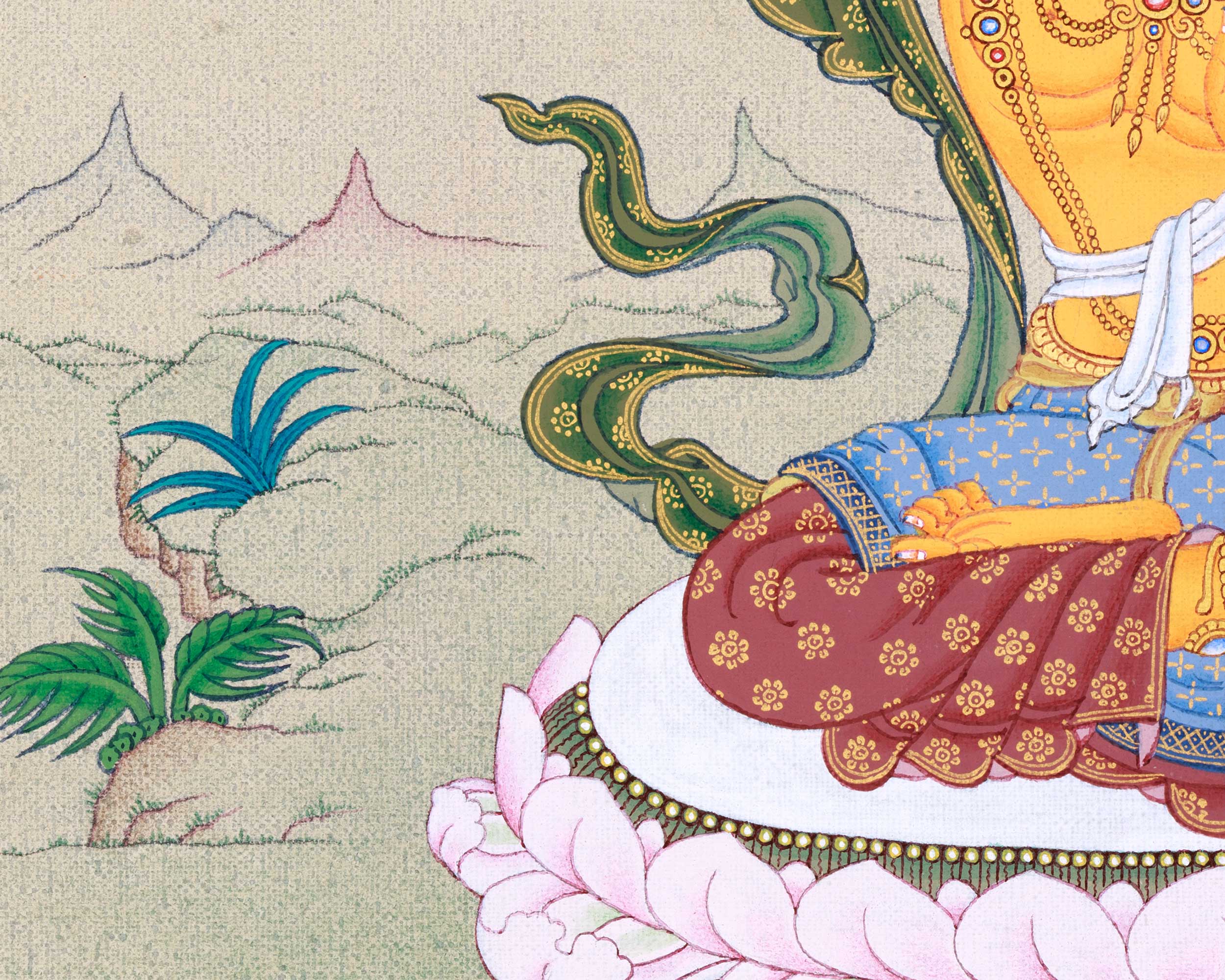Tibetan Manjushri Bodhisattva Thangka | Original Artwork on Canvas