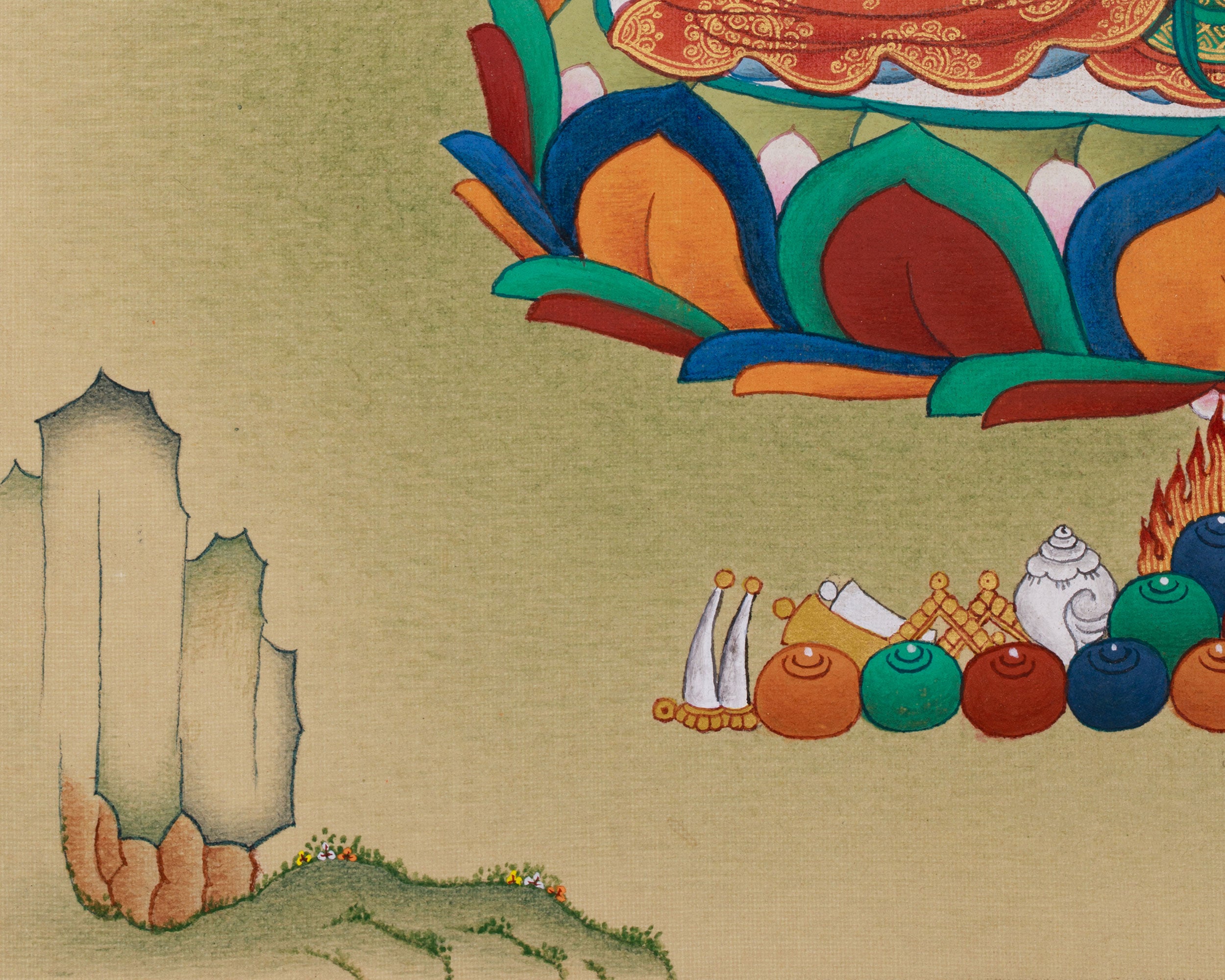 Traditional Manjushri With Mitrupa Thangka | A Gateway to Insight