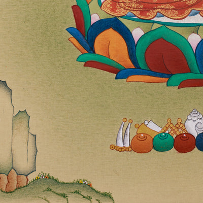 Traditional Manjushri With Mitrupa Thangka | A Gateway to Insight