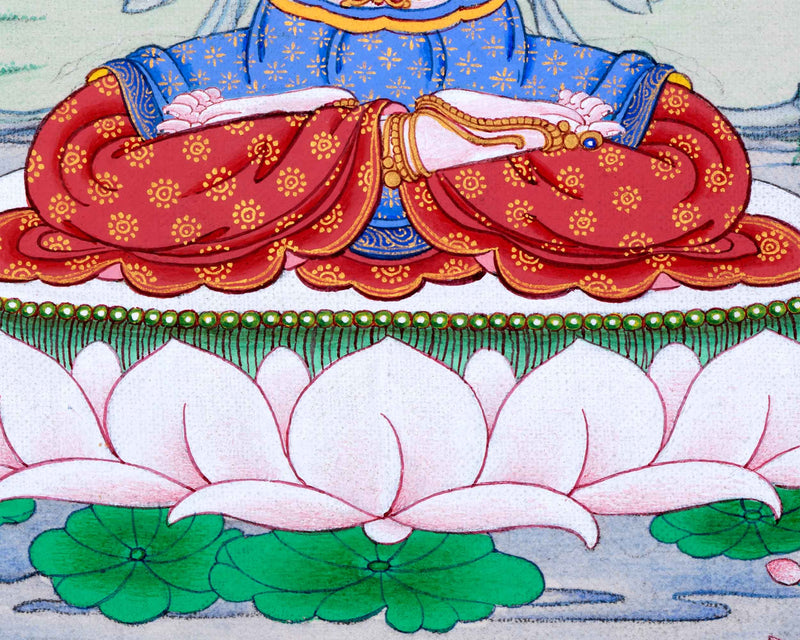 Sacred Chenresig Avalokiteshvara Thangka | Deity of Compassion | Traditional Karma Gadri Style