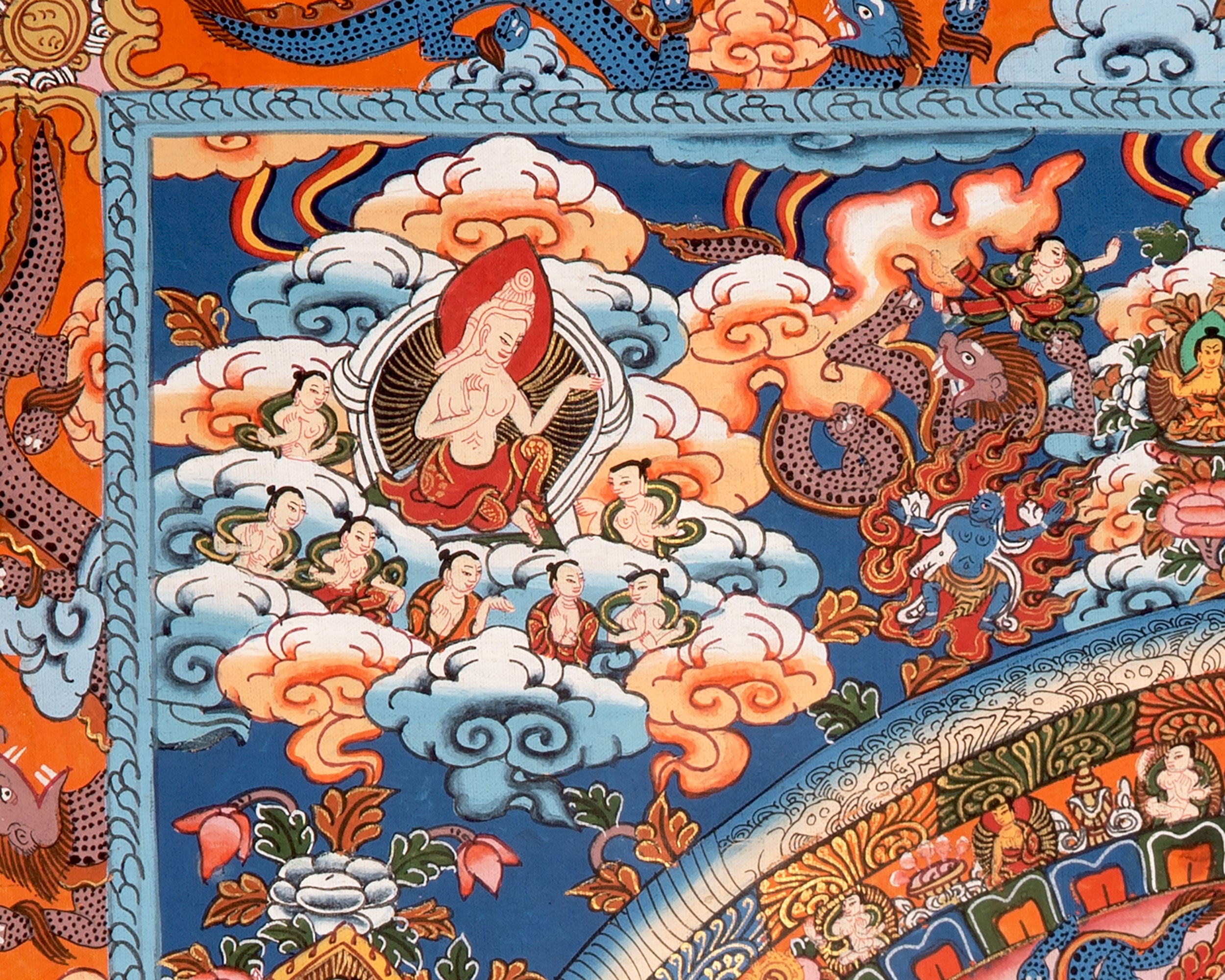 Heruka Mandala Thanka With Brocade | Wall Decor Painting