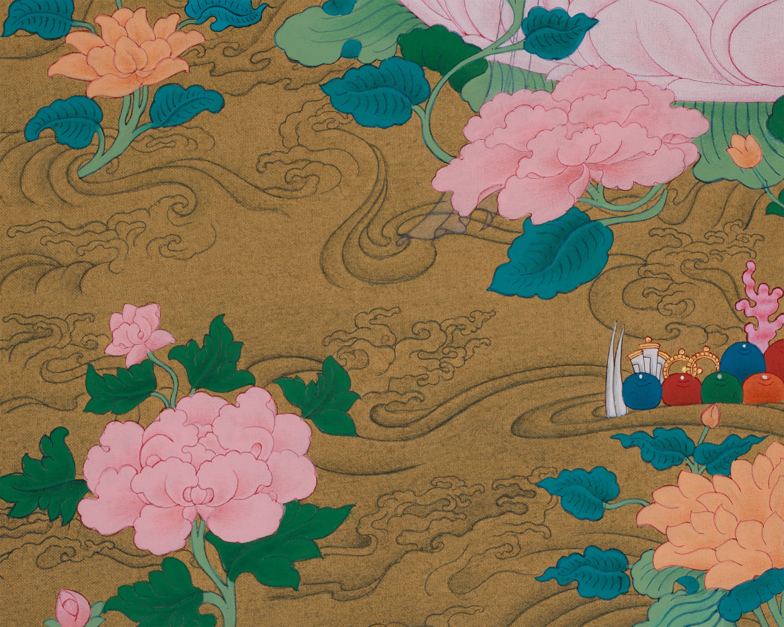 Female Bodhisattva White Tara Thangka | Karma Gadri Artwork | 24K Gold Accents