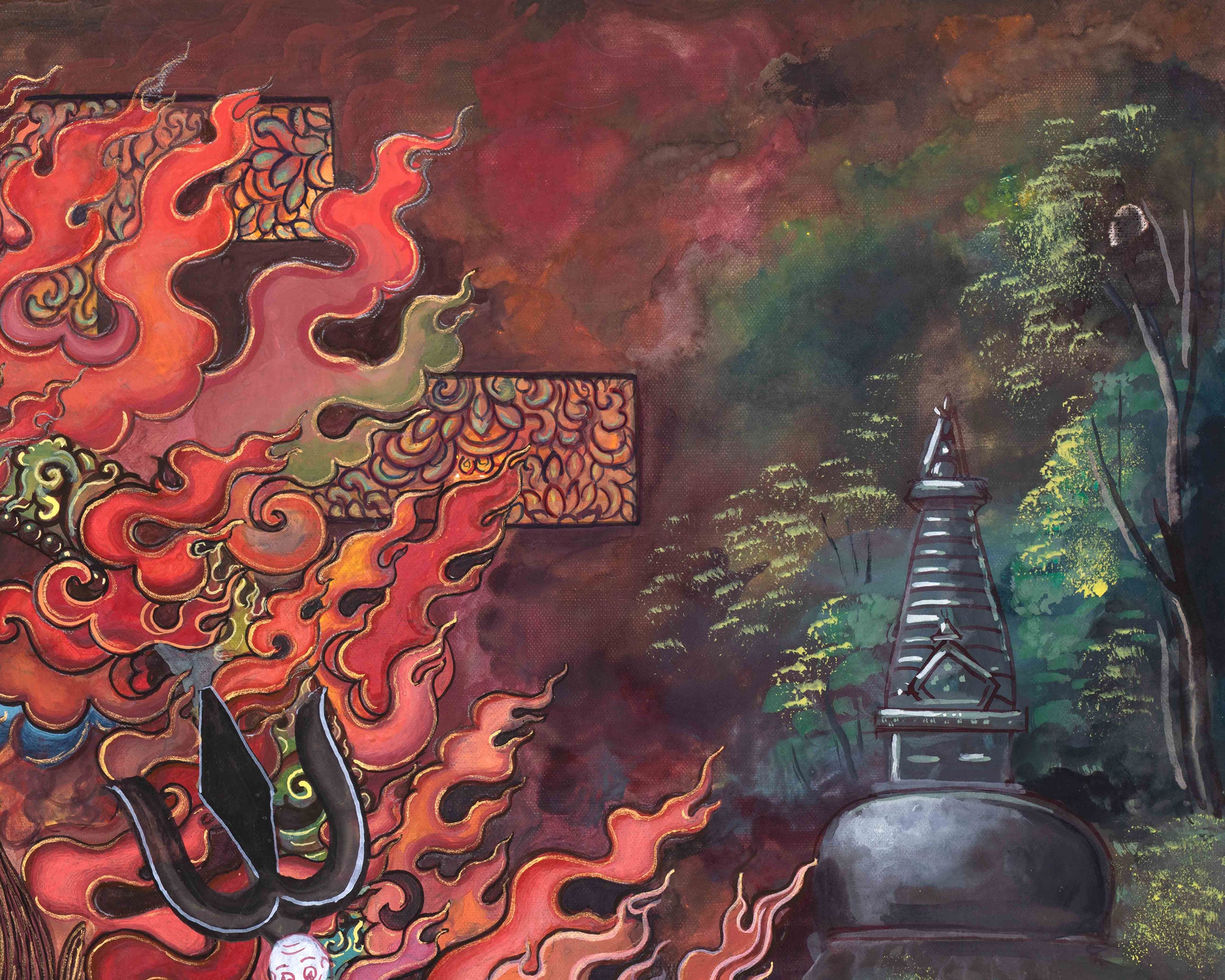 High-Quality 6 Armed Mahakala Thangka | Dharma Protector