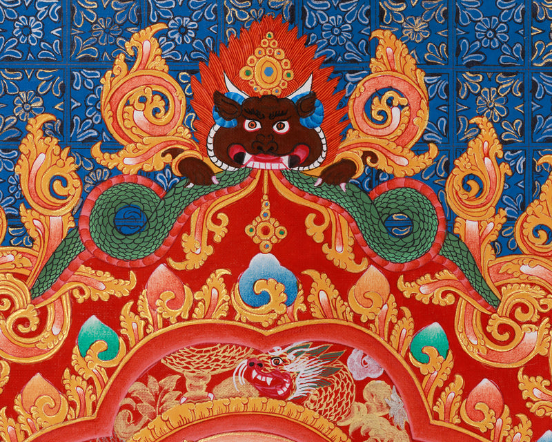 Six-Armed Vasudhara Thangka Print | Newari Buddhist Goddess for Wealth & Abundance