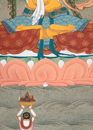 Tibetan Buddhism Manjushree Artwork | Hand Painted Sacred Thangka Painting