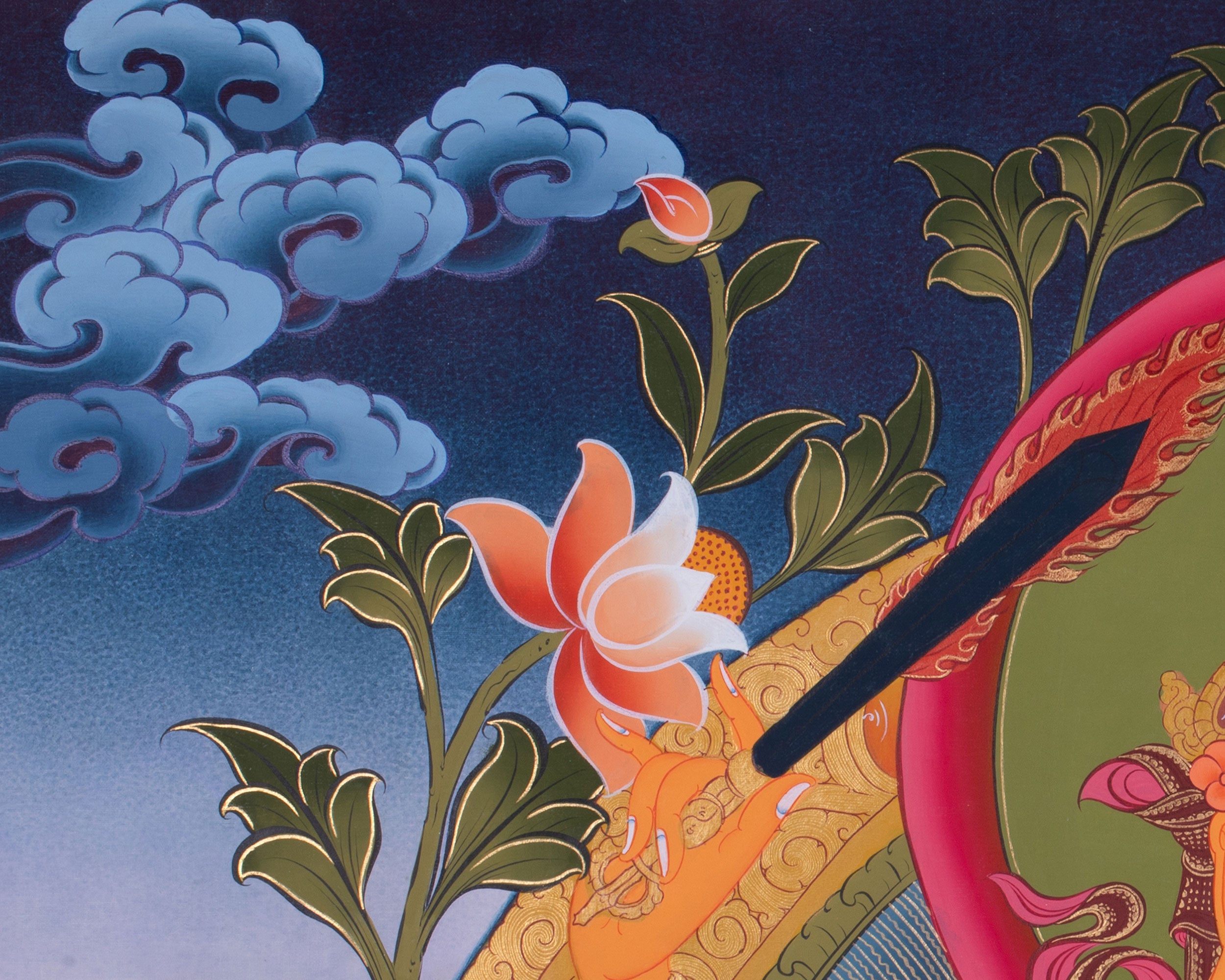 Original Hand-Painted Manjushri Bodhisattva Thangka | Tibetan Arts for Wall Hanging