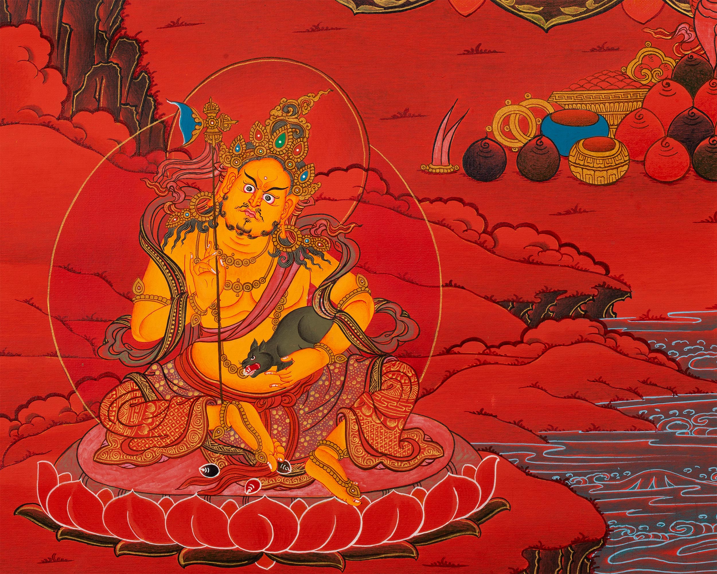 Hand-Painted Namtoshe Thangka | The Wealth Deity of Prosperity and Abundance
