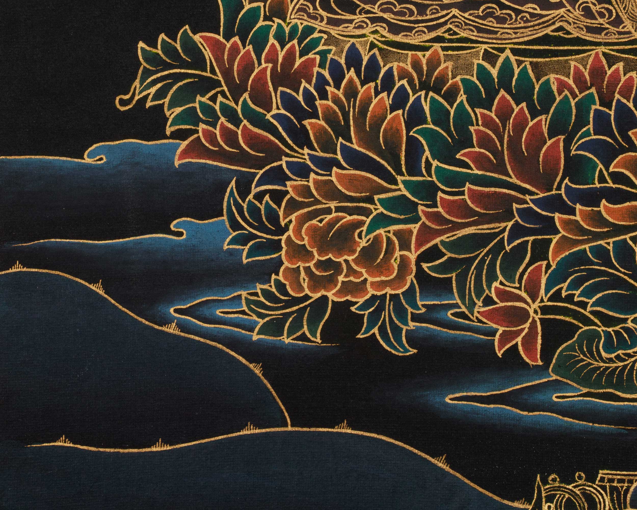 Traditional Peaceful Guru Rinpoche Thangka | Padmasambhava, The Lotus-Born Master