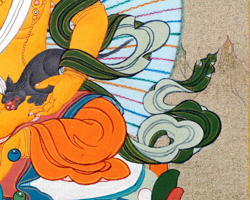 Dzambhala, The Deity of Wealth and Prosperity | Tibetan Buddhist Deity Thangka | Wall Decors
