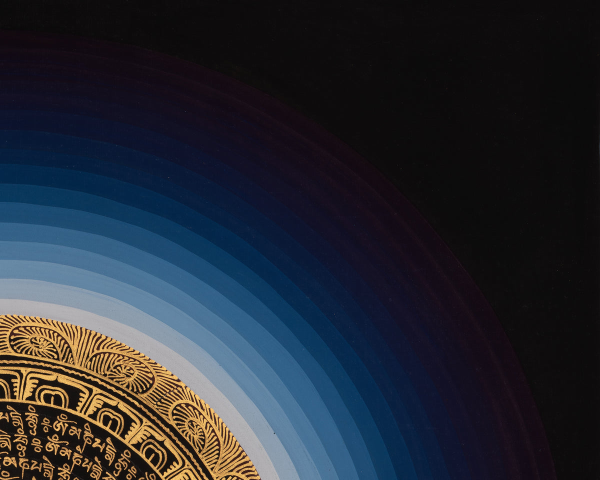 Mantra Mandala Tibetan Art | Hand-Painted Thangka | Spiritual Artwork