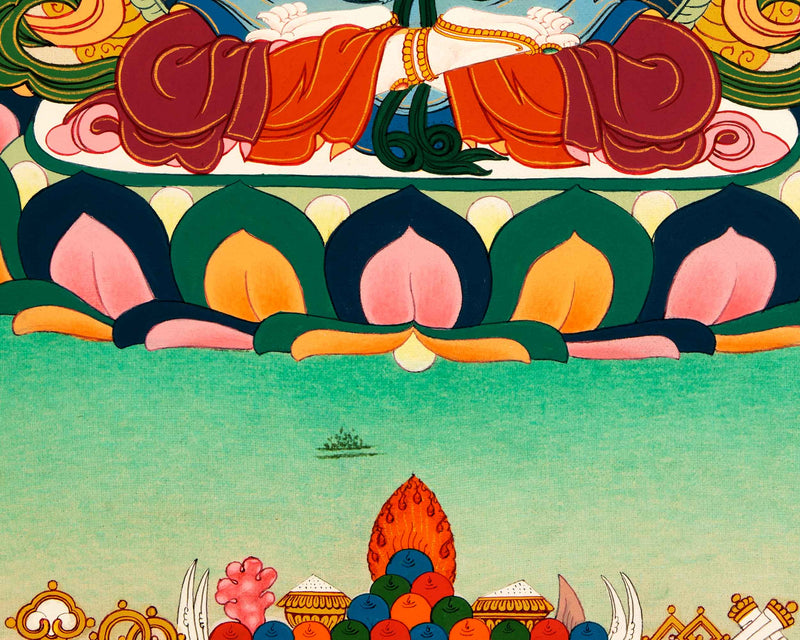 Buddhist Chenrezig Thangka | Art Inspiring Divine Compassion, Peace, and Enlightenment