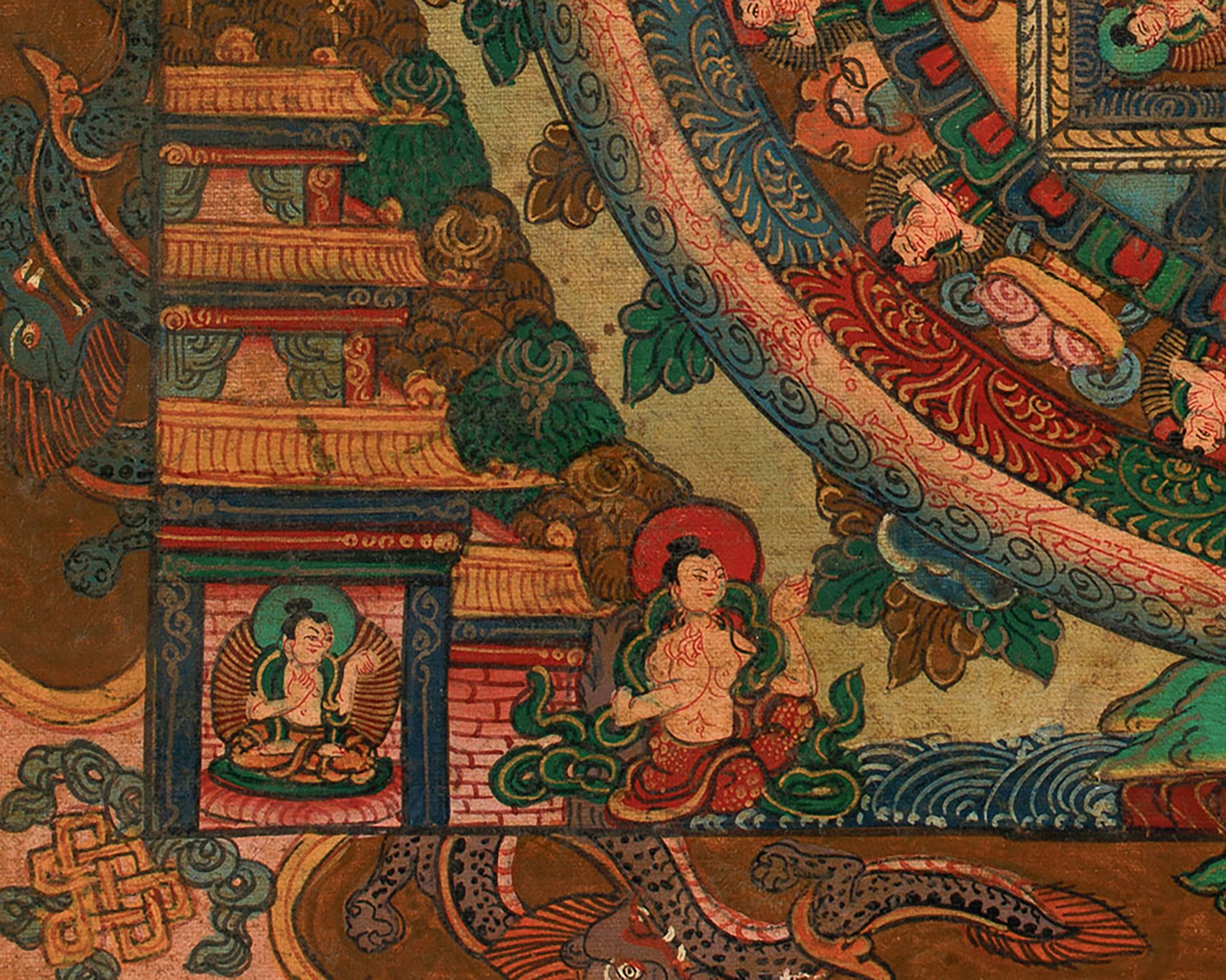 Three Wheel Buddha Mandala | Sacred Geometry Painting