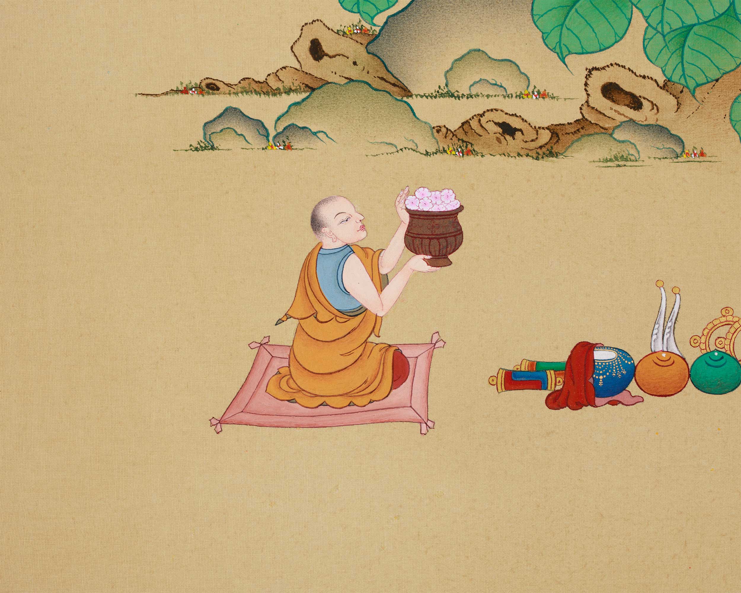 Enlightened Buddha, Siddhartha Gautama | Timeless Thangka of Wisdom and Serenity