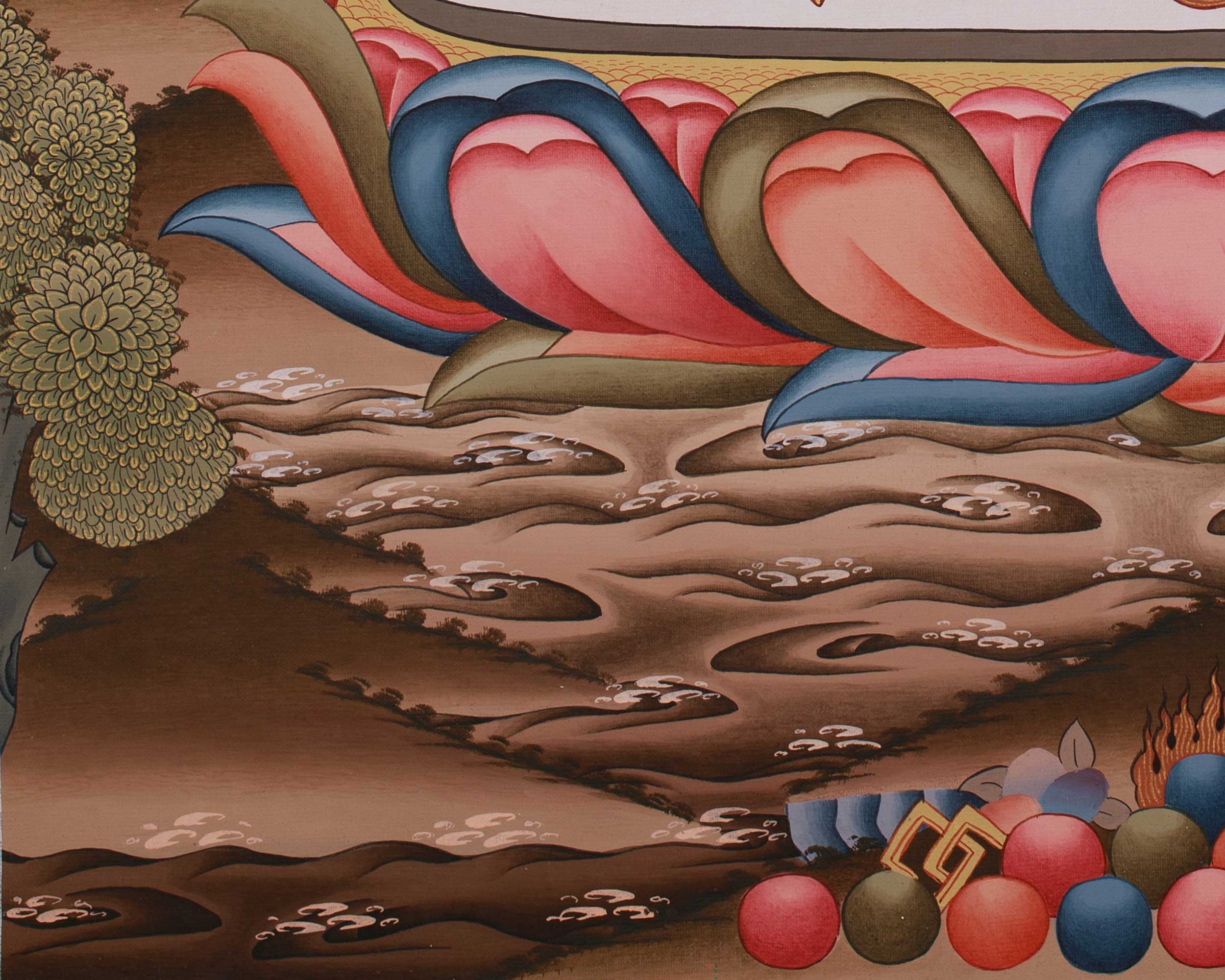 Traditional Thangka of Medicine Buddha with Amitabha | Healing Deity