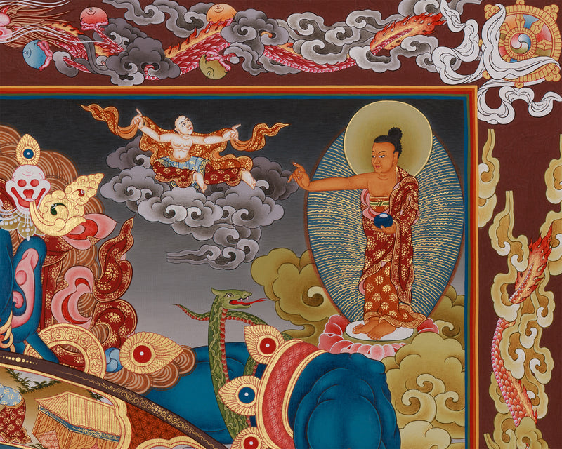 Buddhist Wheel of Life Thangka Print | Detailed Representation of Samsara and Enlightenment