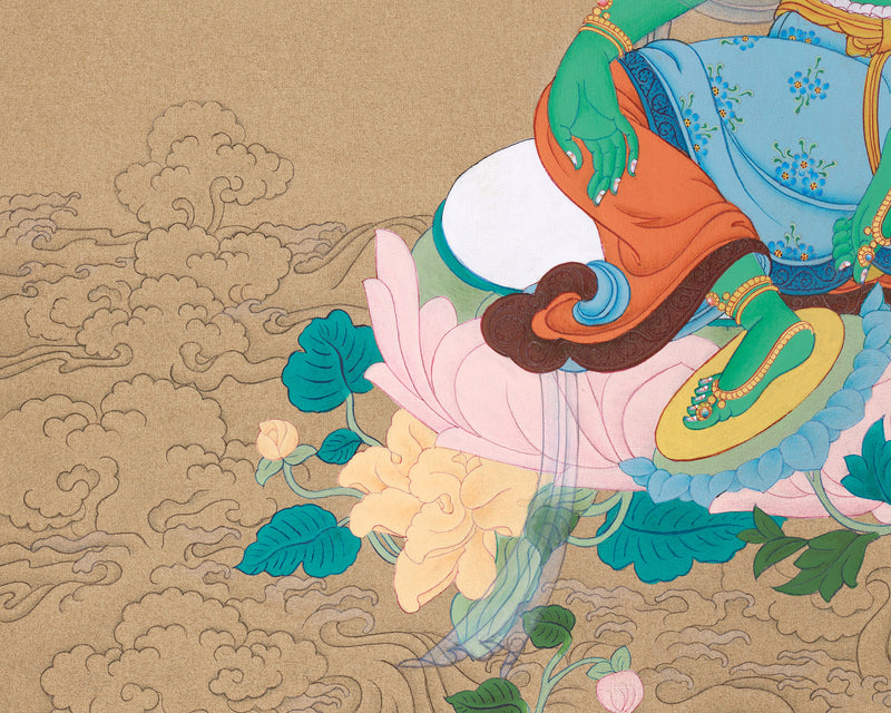 Sgrol-ljang (Green Tara) Thangka - Tibetan Goddess of Wisdom