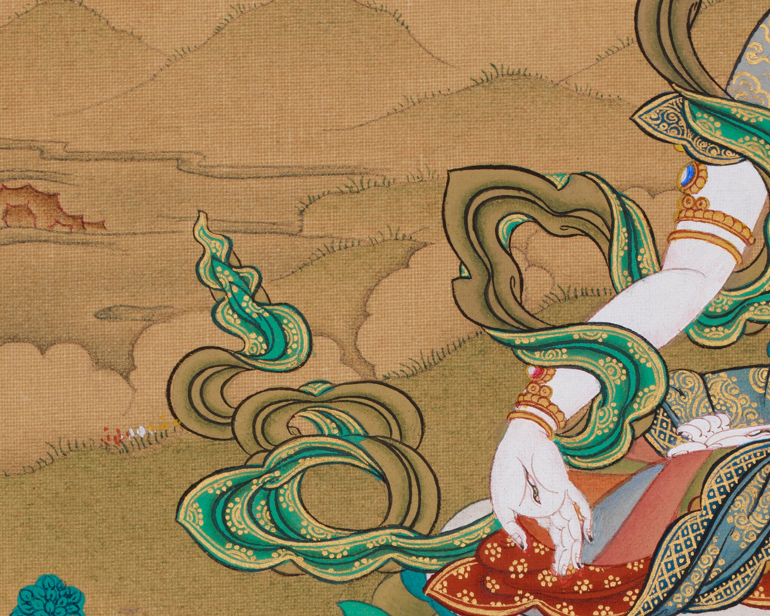 Traditional White Tara Thangka with Amitabha Buddha | Female Bodhisattva