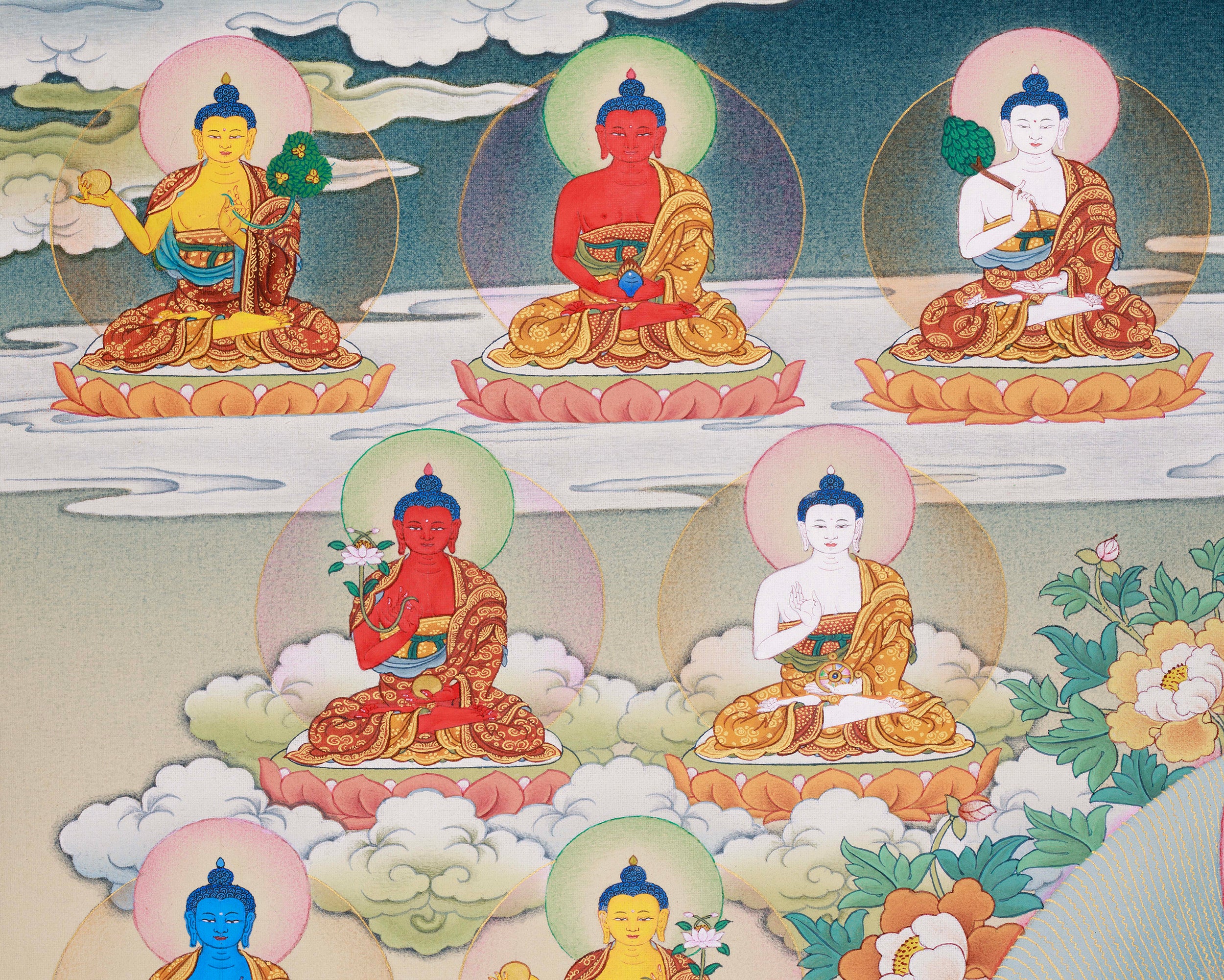Authentic 35 Buddha Thangka | Tibetan Buddhist Painting for Self-Purification and Enlightenment