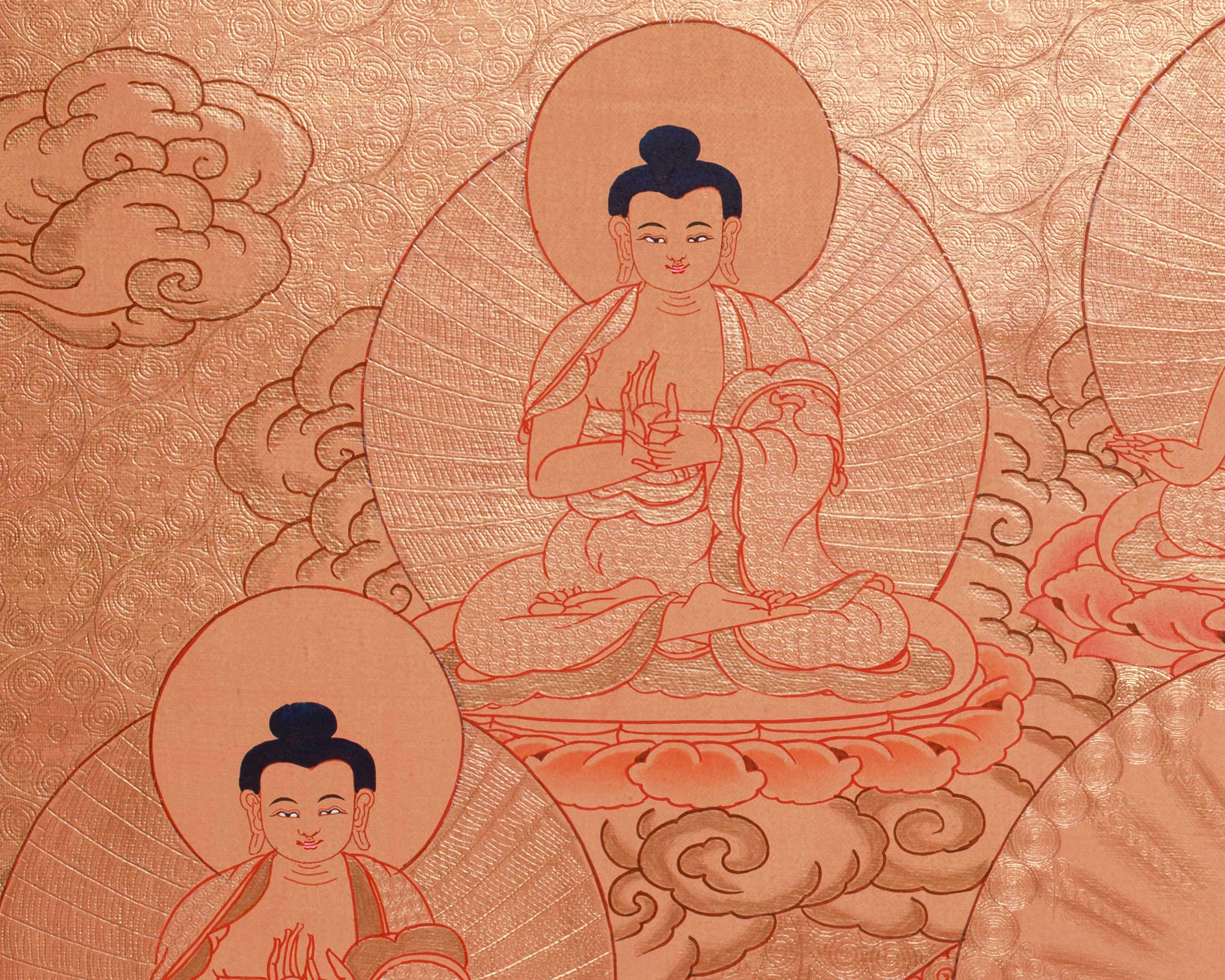 24K Gold Style Medicine Buddha Thangka | Meditation Altar