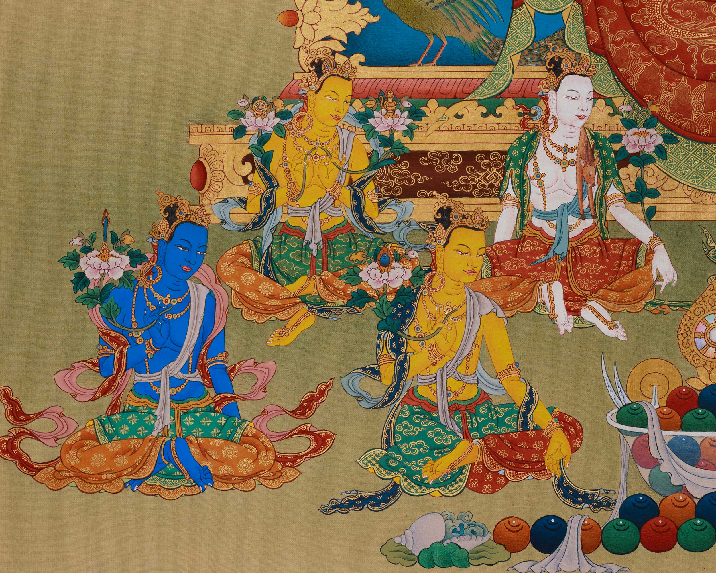 Amitabha Buddha with Bodhisattva Thangka | Infinite Wisdom Deity