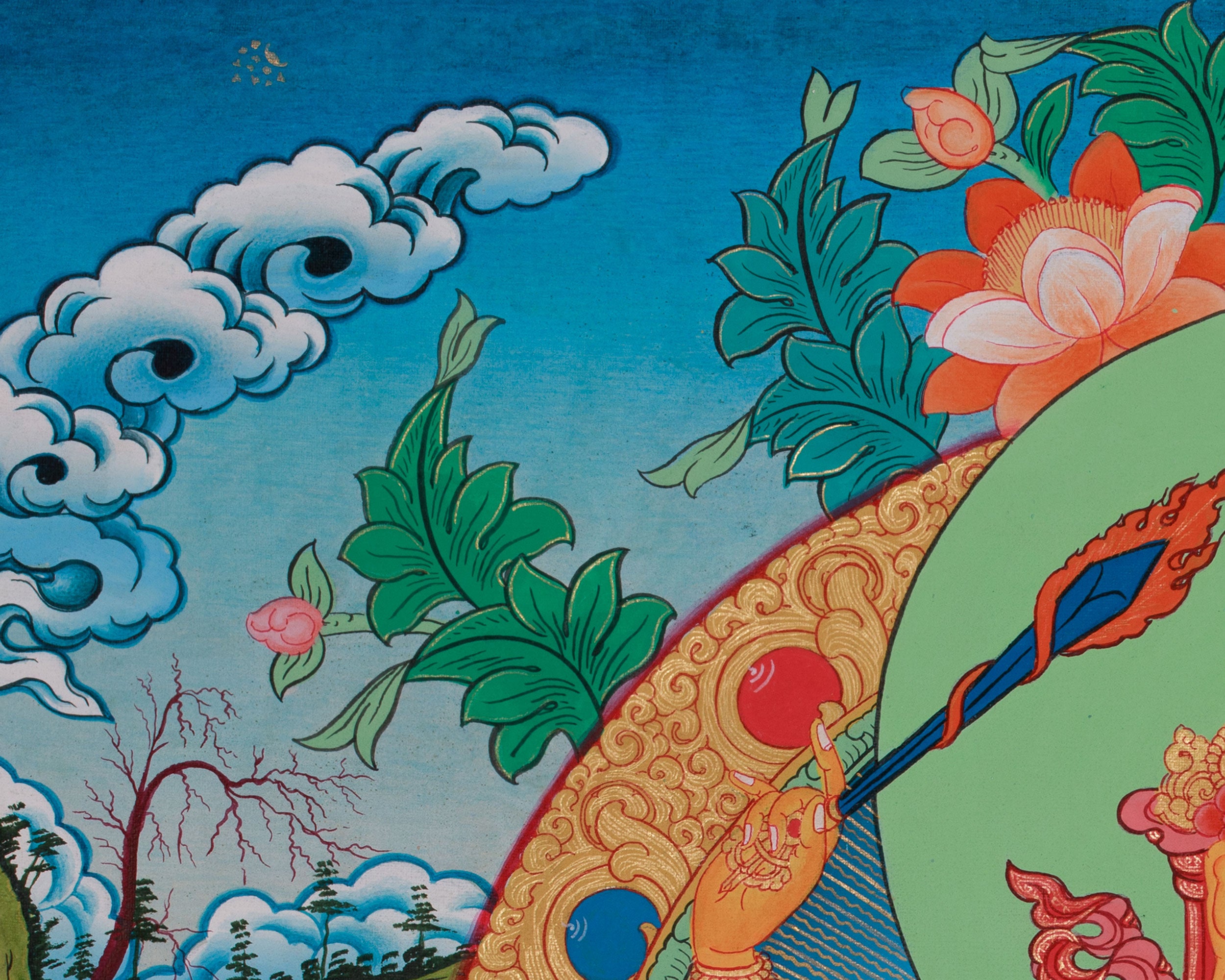 Original Thangka of Manjushree | Tibetan Buddhist Deity